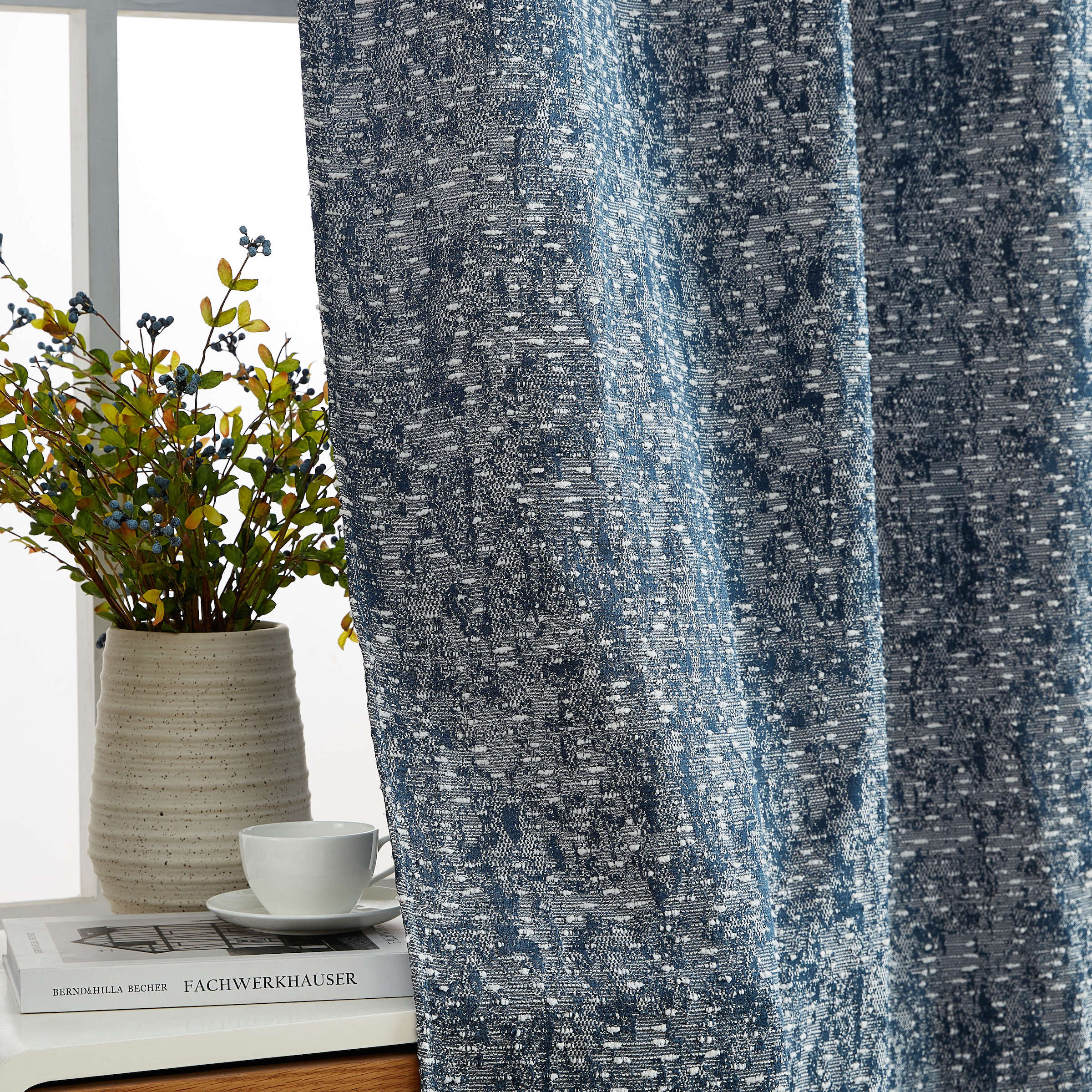 Thd Avi Jacquard Slub Texture Lightweight Privacy Grommet Curtains (2 Panels) - Image 12