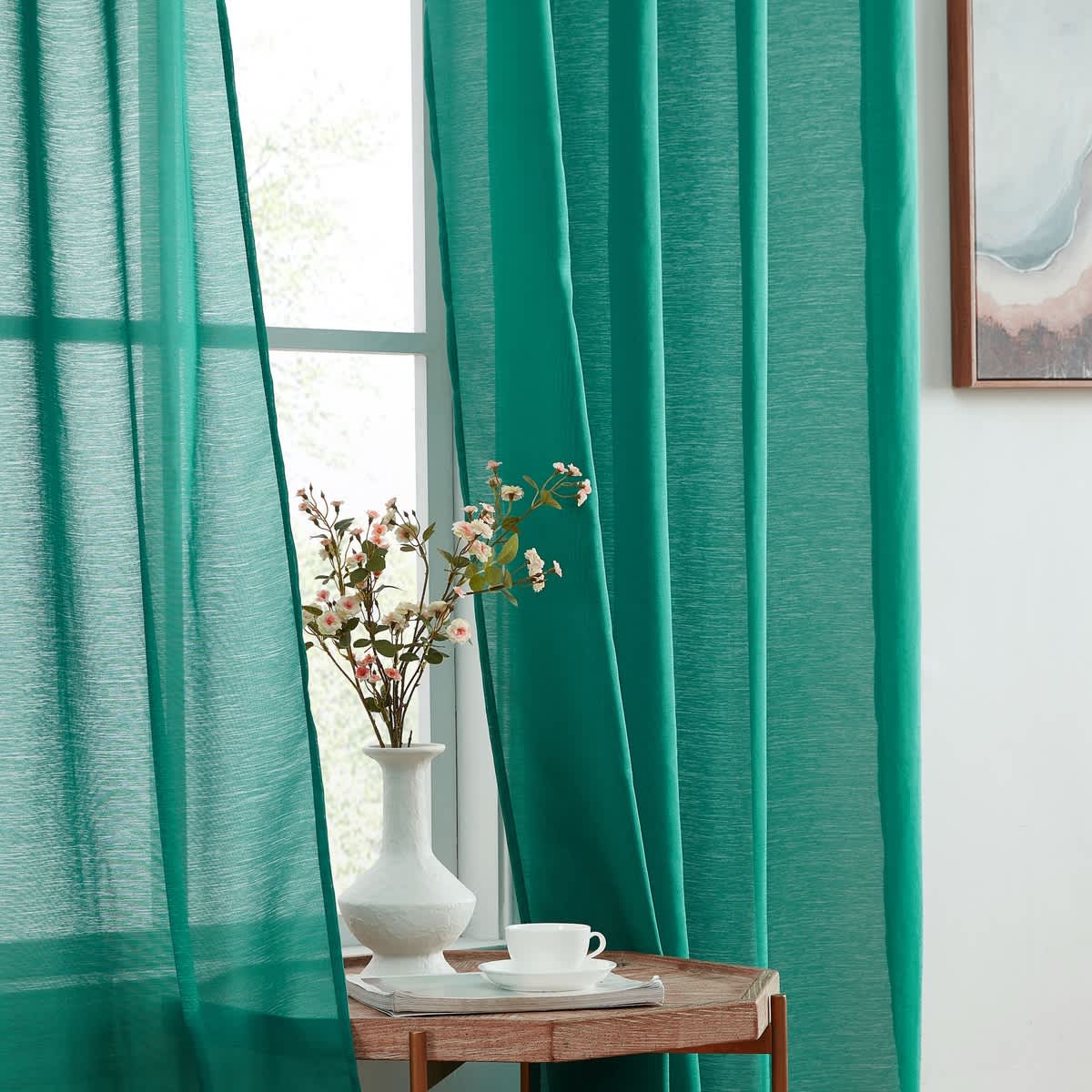 Thd Basics 2 Piece Semi Sheer Voile Window Curtain Drapes Grommet Top Panels for Bedroom, Living Room & Kids Room - Set of 2 Panels - Image 103