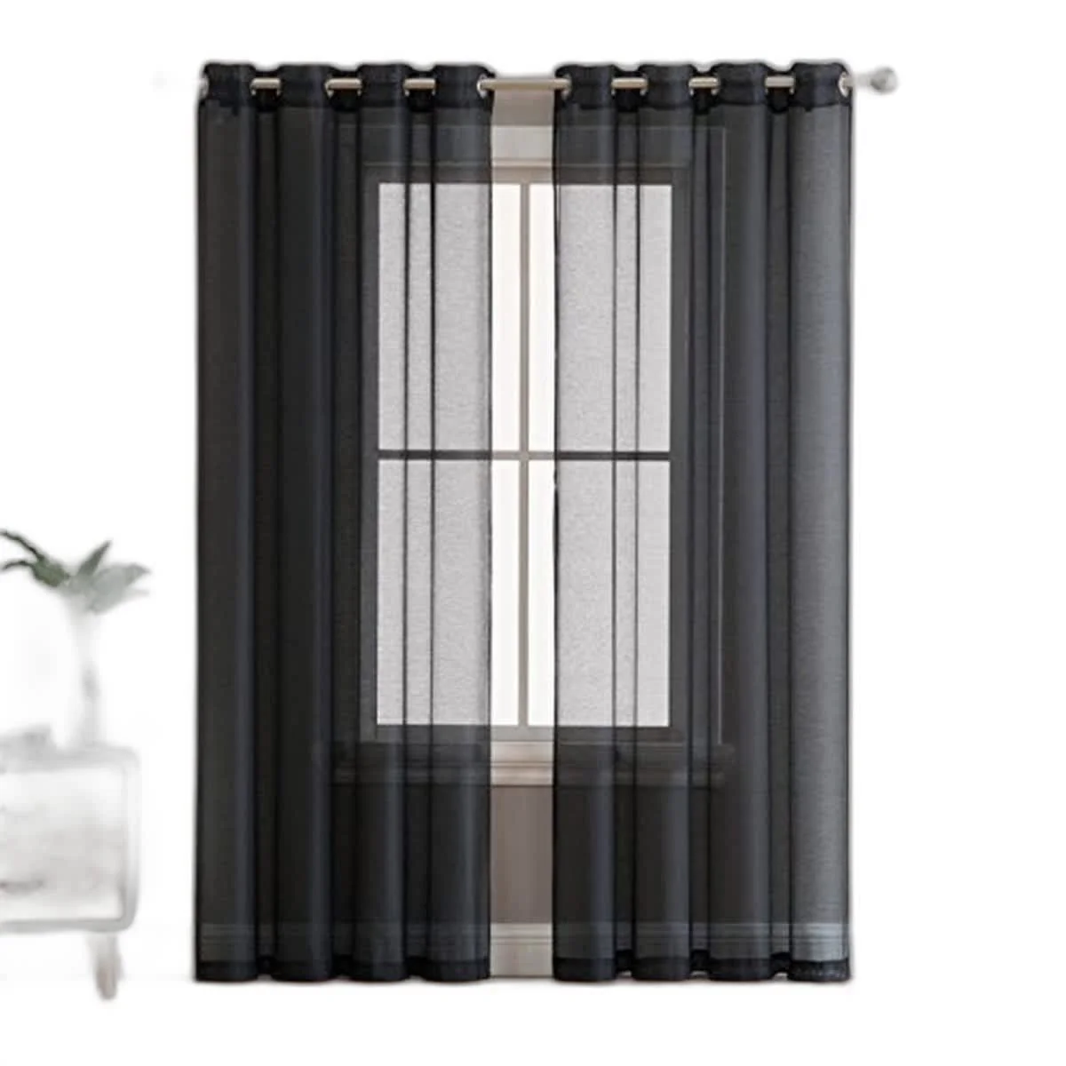Thd Basics 2 Piece Semi Sheer Voile Window Curtain Drapes Grommet Top Panels for Bedroom, Living Room & Kids Room - Set of 2 Panels - Image 11