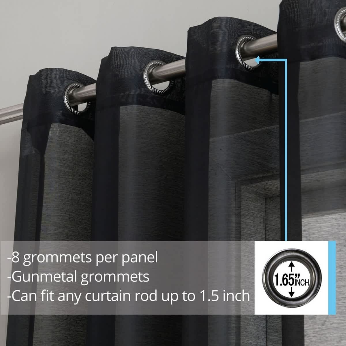 Thd Basics 2 Piece Semi Sheer Voile Window Curtain Drapes Grommet Top Panels for Bedroom, Living Room & Kids Room - Set of 2 Panels - Image 12