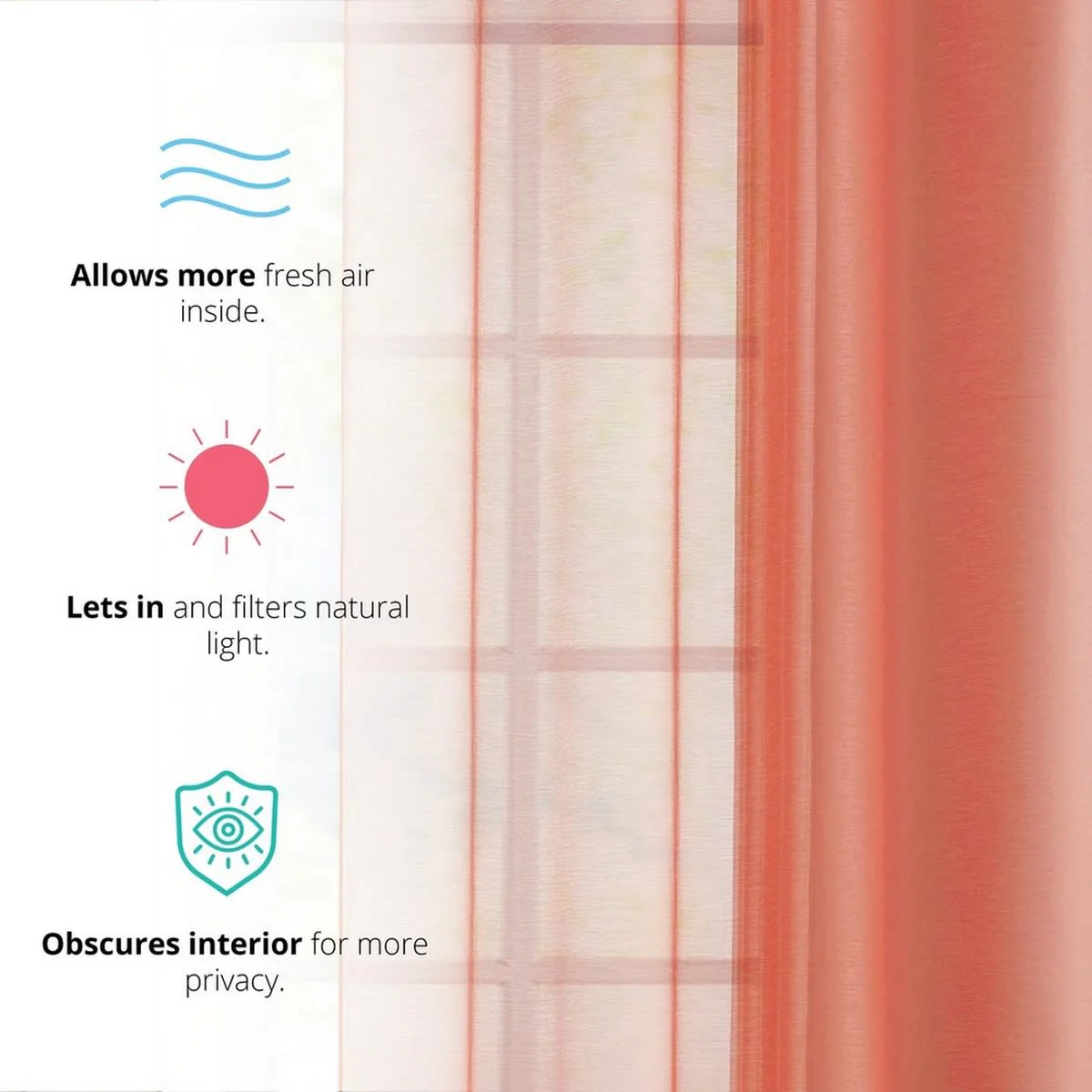 Thd Basics 2 Piece Semi Sheer Voile Window Curtain Drapes Grommet Top Panels for Bedroom, Living Room & Kids Room - Set of 2 Panels - Image 17