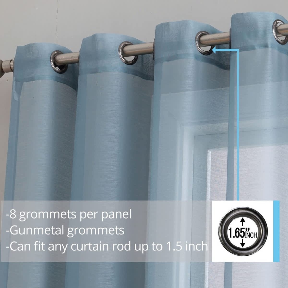 Thd Basics 2 Piece Semi Sheer Voile Window Curtain Drapes Grommet Top Panels for Bedroom, Living Room & Kids Room - Set of 2 Panels - Image 25