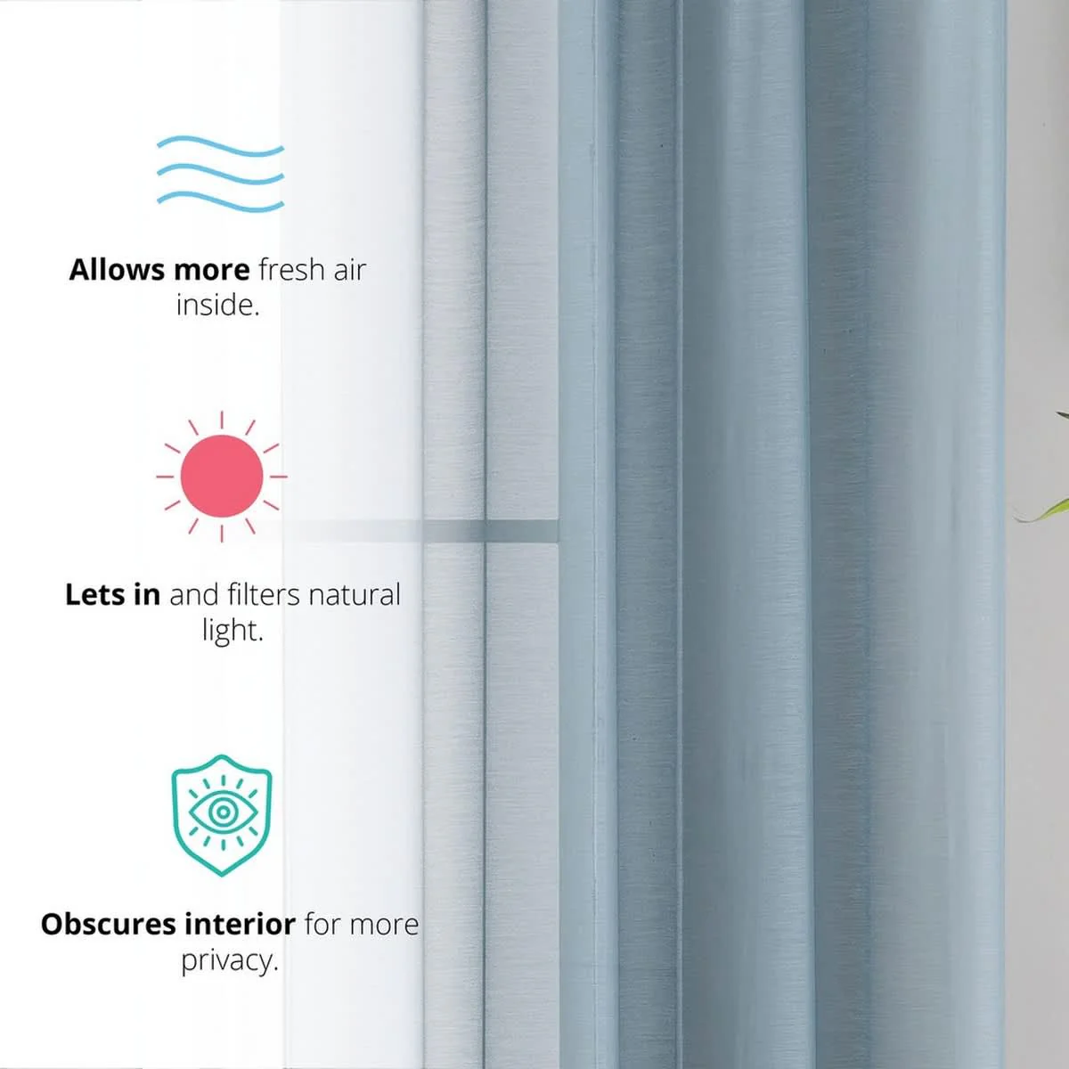 Thd Basics 2 Piece Semi Sheer Voile Window Curtain Drapes Grommet Top Panels for Bedroom, Living Room & Kids Room - Set of 2 Panels - Image 26