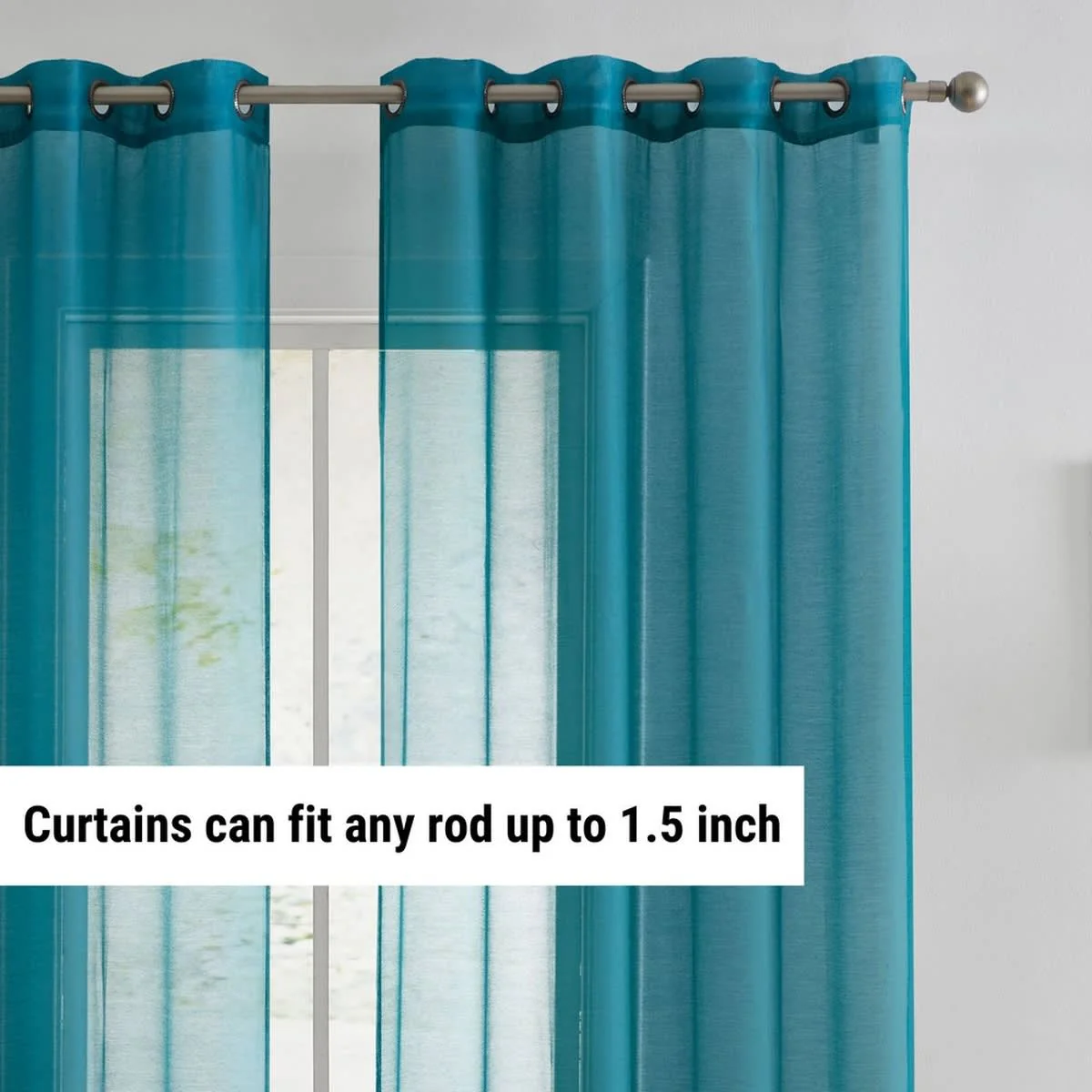 Thd Basics 2 Piece Semi Sheer Voile Window Curtain Drapes Grommet Top Panels for Bedroom, Living Room & Kids Room - Set of 2 Panels - Image 37