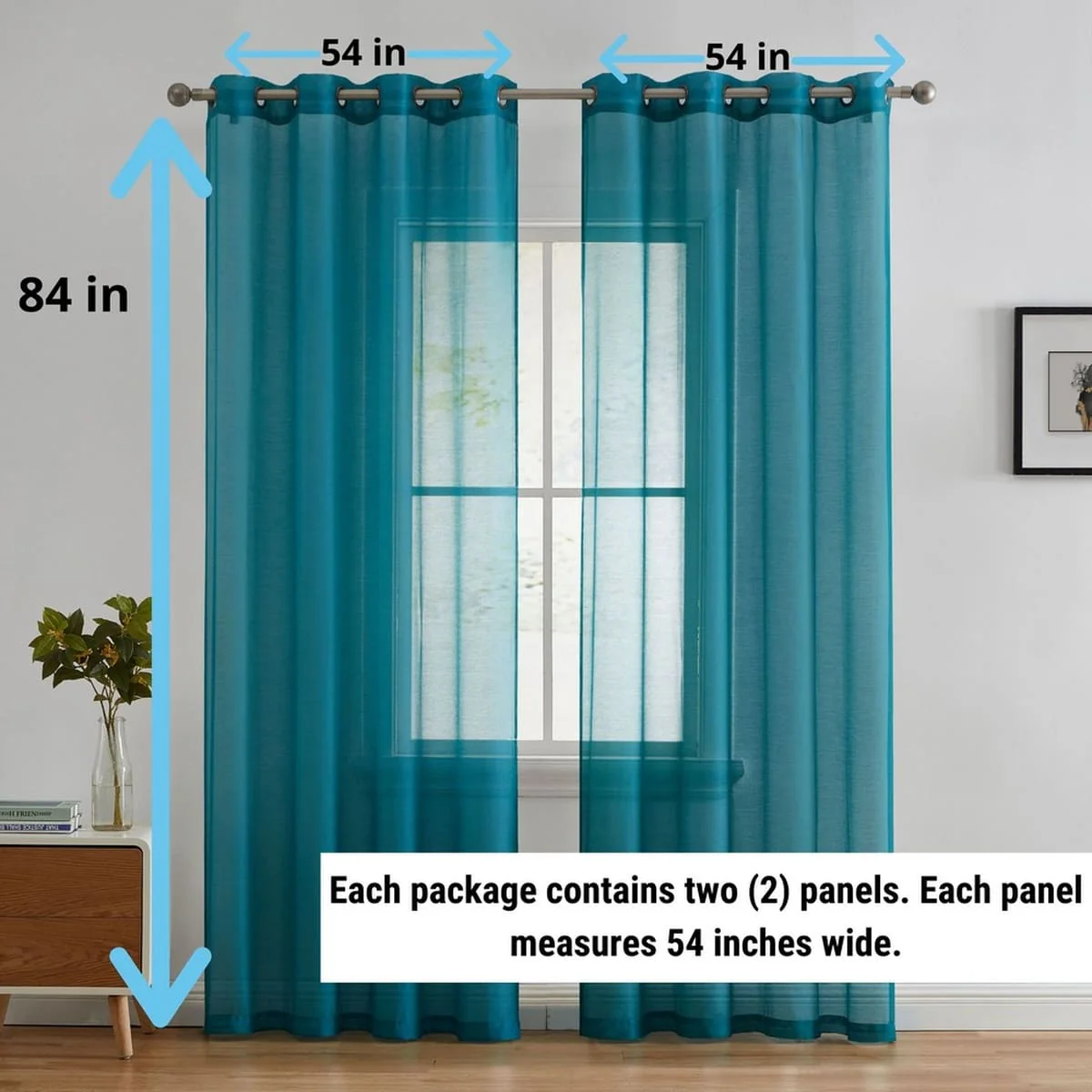 Thd Basics 2 Piece Semi Sheer Voile Window Curtain Drapes Grommet Top Panels for Bedroom, Living Room & Kids Room - Set of 2 Panels - Image 38