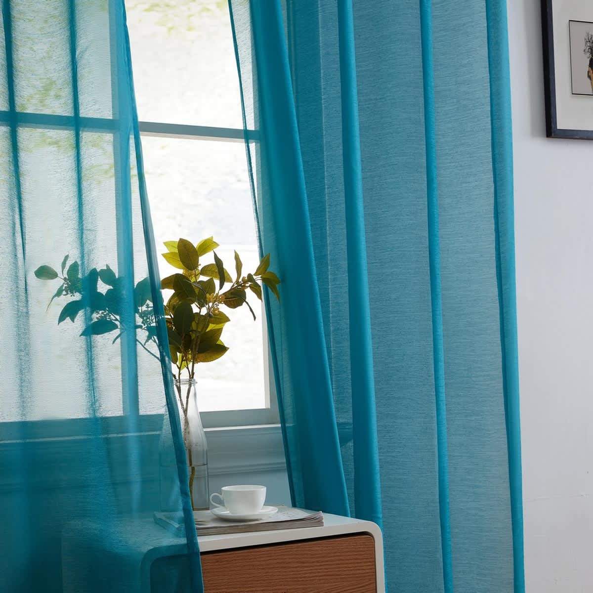 Thd Basics 2 Piece Semi Sheer Voile Window Curtain Drapes Grommet Top Panels for Bedroom, Living Room & Kids Room - Set of 2 Panels - Image 41