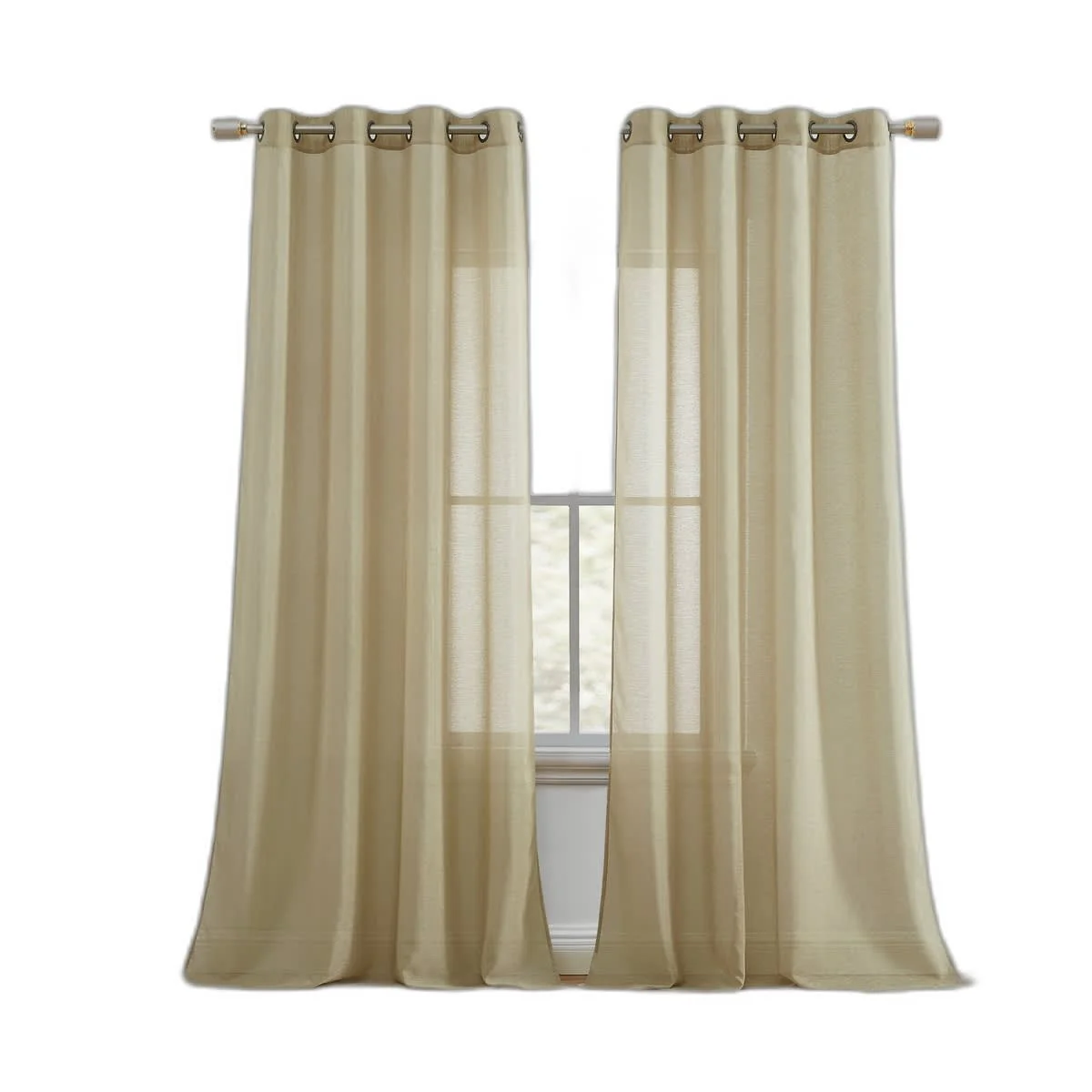 Thd Basics 2 Piece Semi Sheer Voile Window Curtain Drapes Grommet Top Panels for Bedroom, Living Room & Kids Room - Set of 2 Panels - Image 51