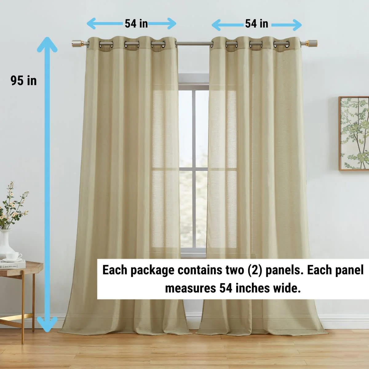 Thd Basics 2 Piece Semi Sheer Voile Window Curtain Drapes Grommet Top Panels for Bedroom, Living Room & Kids Room - Set of 2 Panels - Image 52
