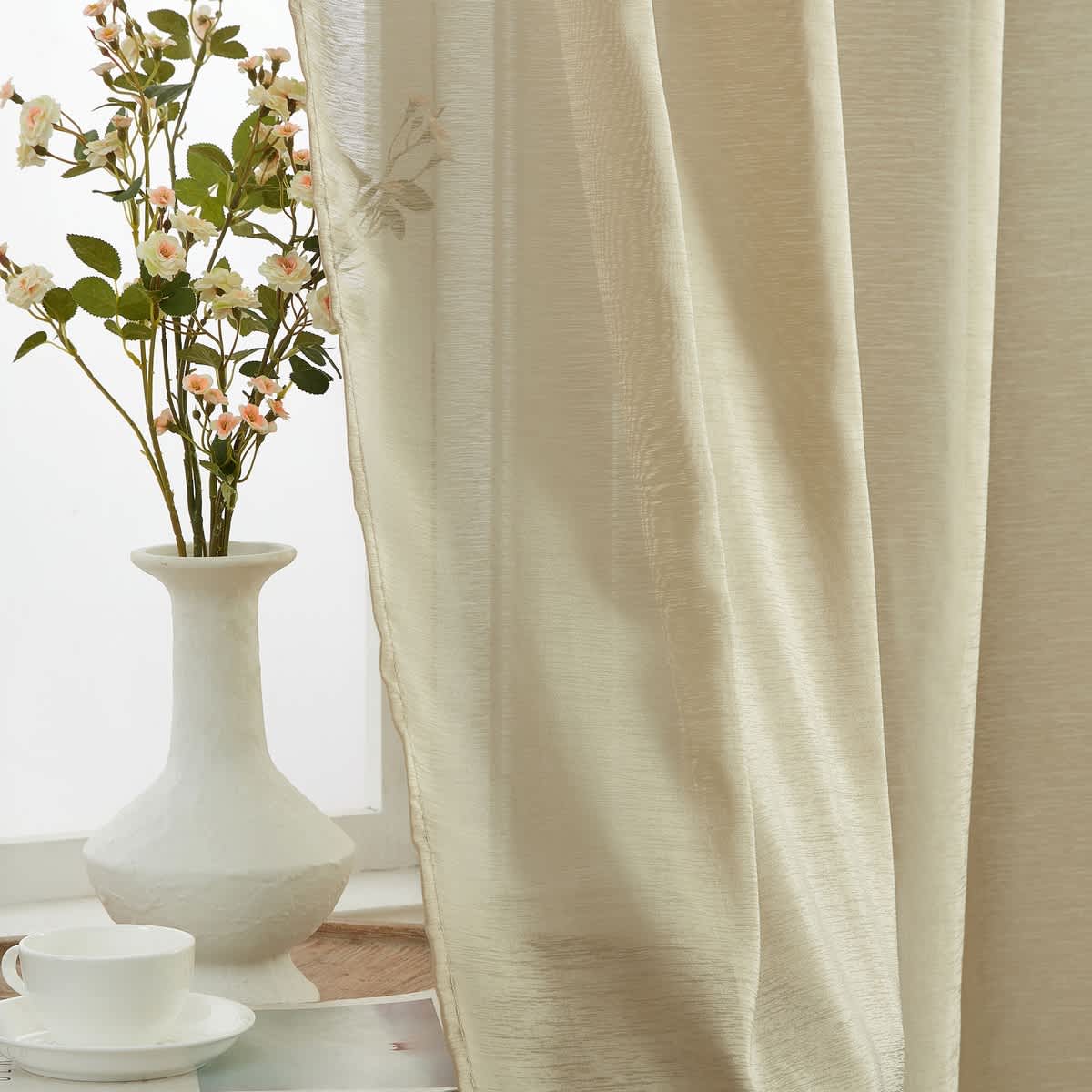 Thd Basics 2 Piece Semi Sheer Voile Window Curtain Drapes Grommet Top Panels for Bedroom, Living Room & Kids Room - Set of 2 Panels - Image 55