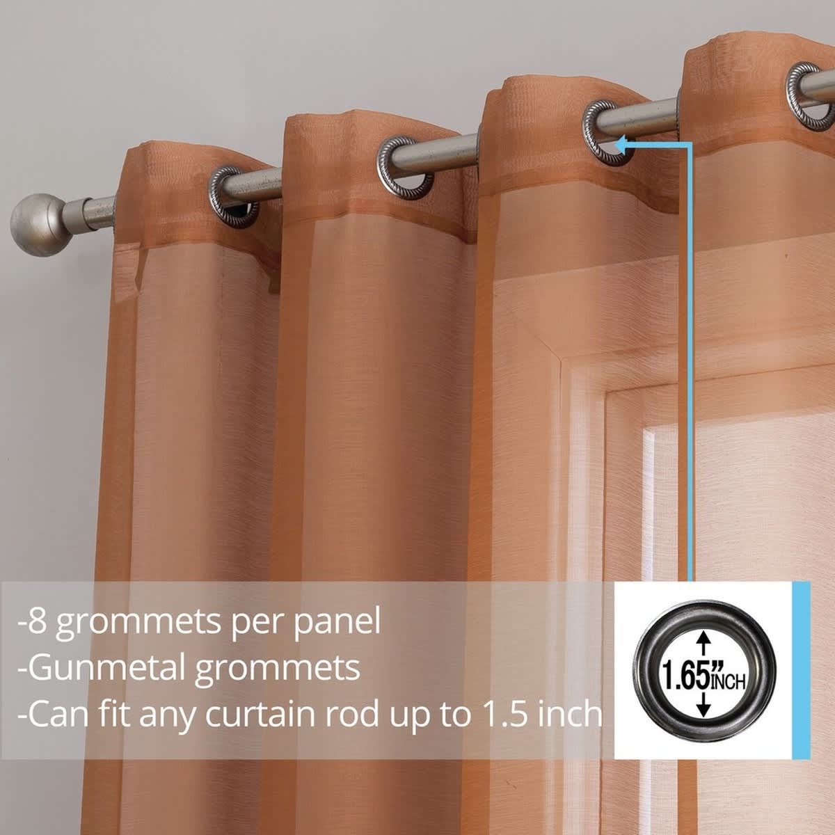 Thd Basics 2 Piece Semi Sheer Voile Window Curtain Drapes Grommet Top Panels for Bedroom, Living Room & Kids Room - Set of 2 Panels - Image 61
