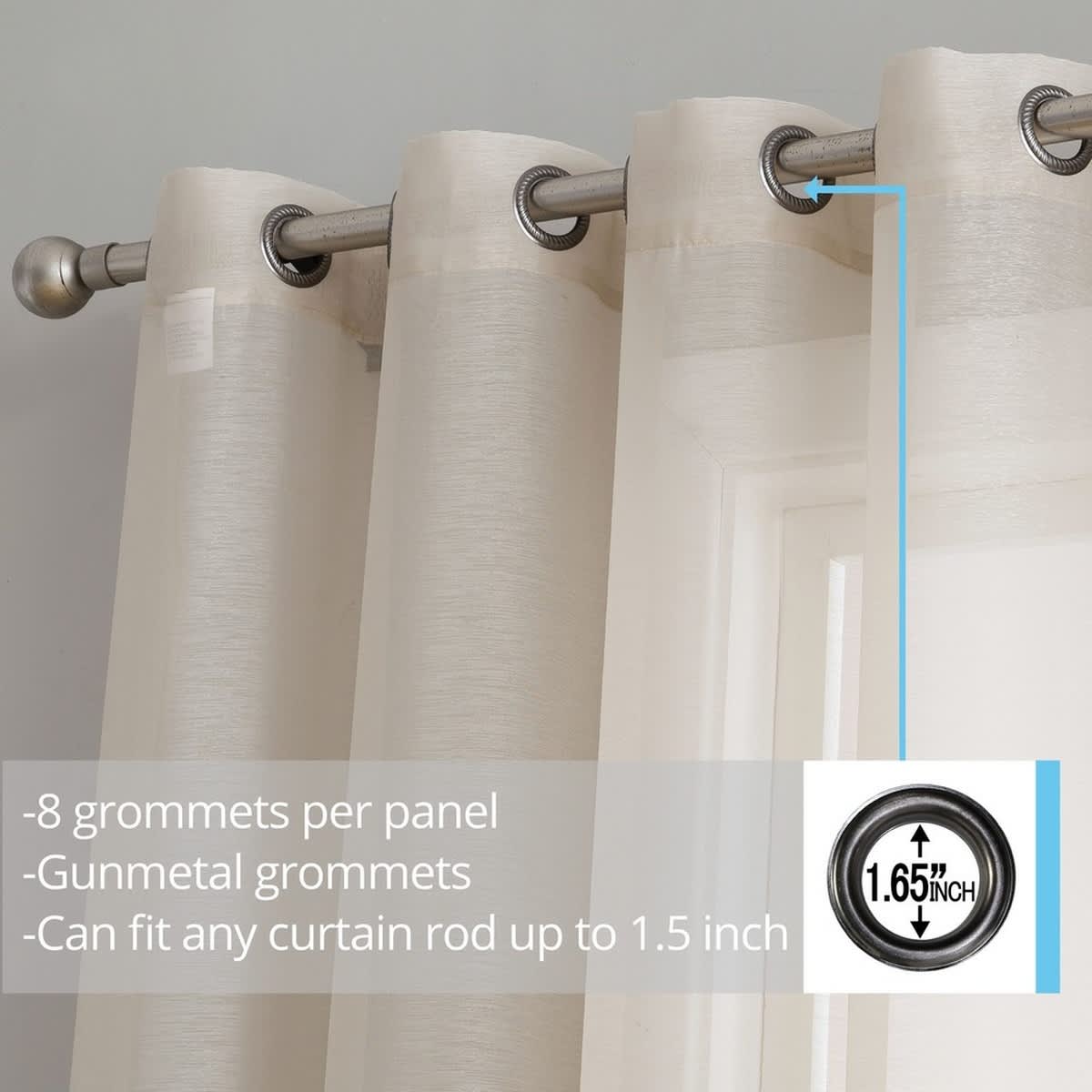 Thd Basics 2 Piece Semi Sheer Voile Window Curtain Drapes Grommet Top Panels for Bedroom, Living Room & Kids Room - Set of 2 Panels - Image 64
