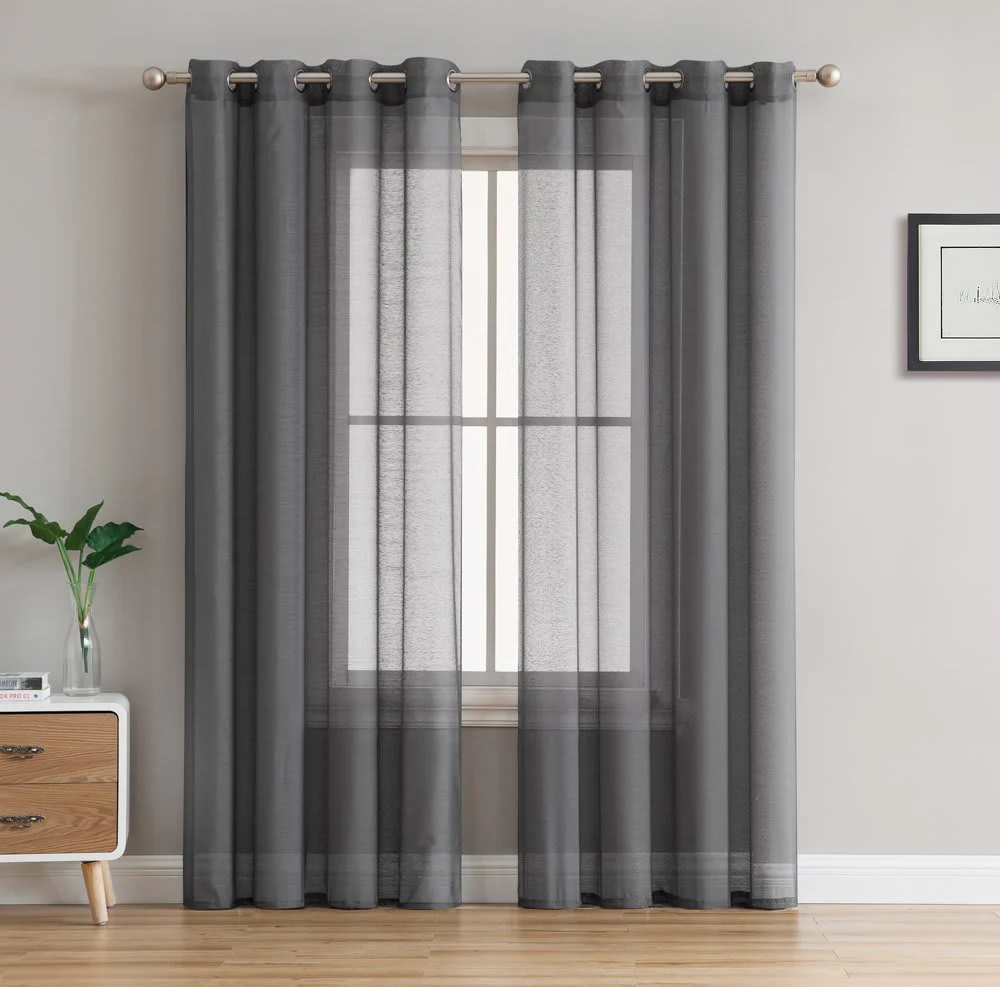 Thd Basics 2 Piece Semi Sheer Voile Window Curtain Drapes Grommet Top Panels for Bedroom, Living Room & Kids Room - Set of 2 Panels - Image 7