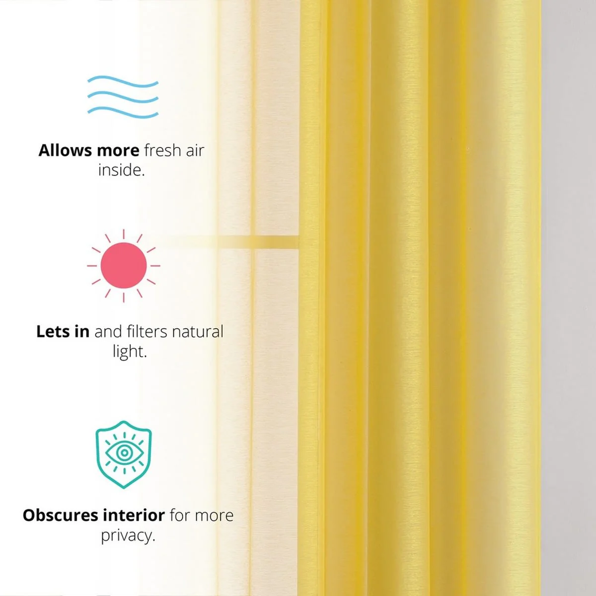 Thd Basics 2 Piece Semi Sheer Voile Window Curtain Drapes Grommet Top Panels for Bedroom, Living Room & Kids Room - Set of 2 Panels - Image 74