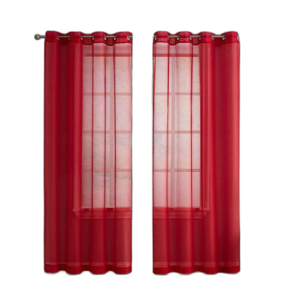 Thd Basics 2 Piece Semi Sheer Voile Window Curtain Drapes Grommet Top Panels for Bedroom, Living Room & Kids Room - Set of 2 Panels - Image 83