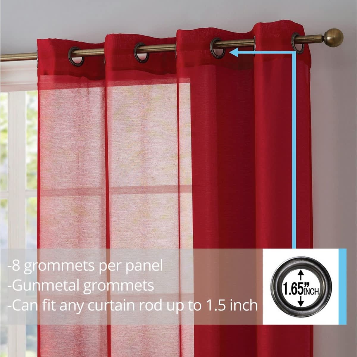Thd Basics 2 Piece Semi Sheer Voile Window Curtain Drapes Grommet Top Panels for Bedroom, Living Room & Kids Room - Set of 2 Panels - Image 84