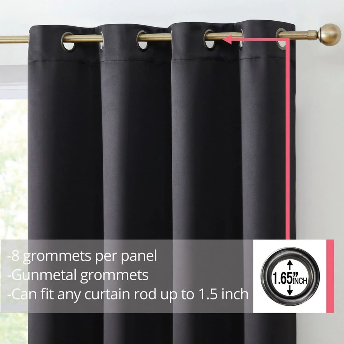 Thd Cambridge 100% Blackout Total Privacy Grommet Window Treatment Curtain Panels - Set of 2 - Image 37