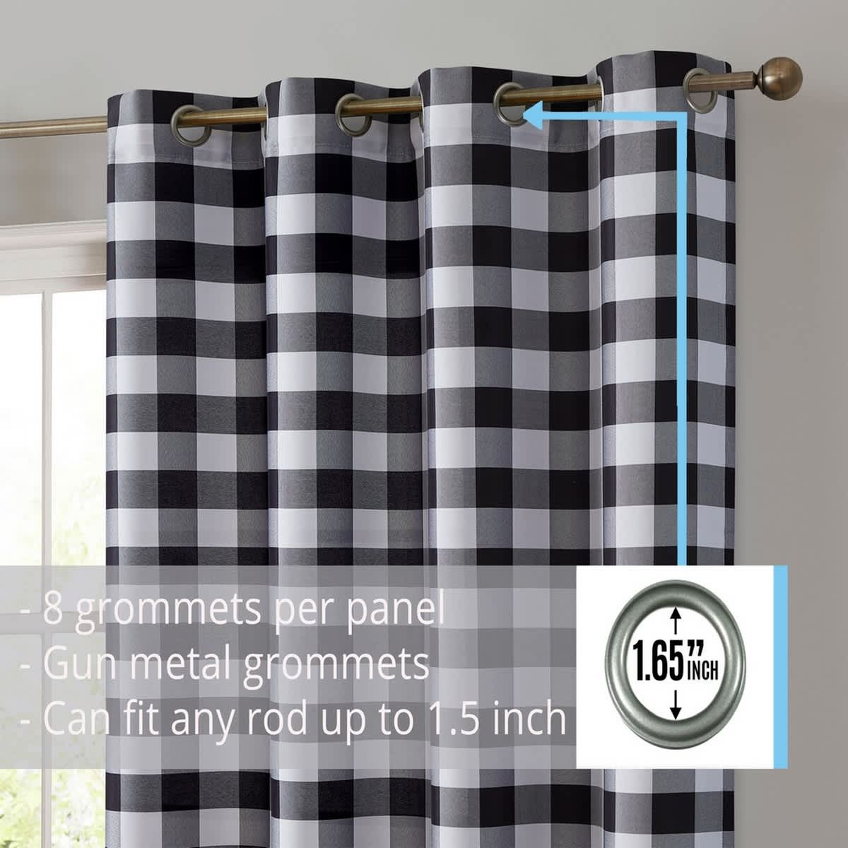 Thd Cedar Buffalo Check Textured Light Filtering Grommet Lightweight Curtain Panels, Set of 2 - Image 14