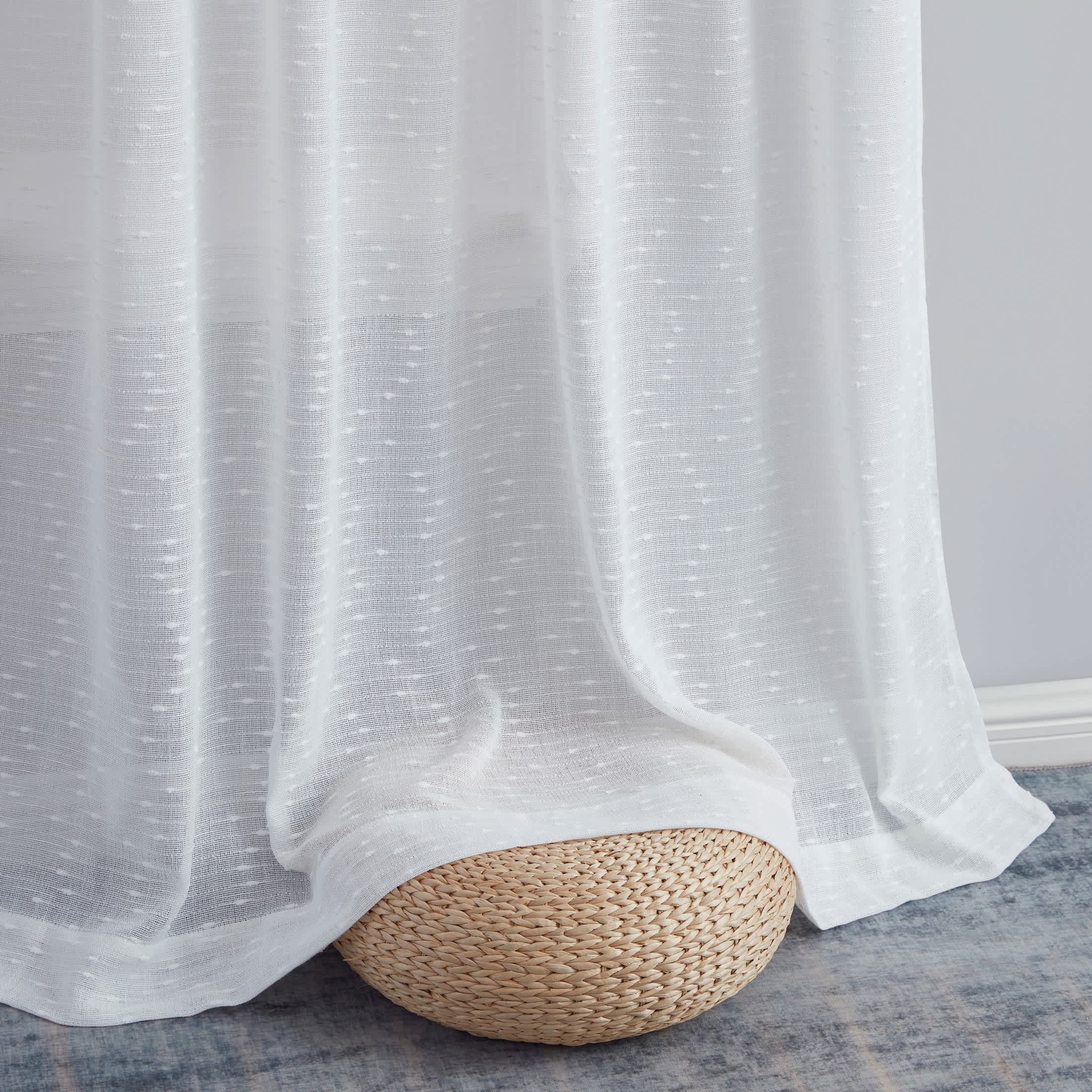Thd Charlotte Faux Linen Semi-Sheer Light Filtering Back Tab Rod Pocket Lightweight Curtains (2 Panels) - Image 11