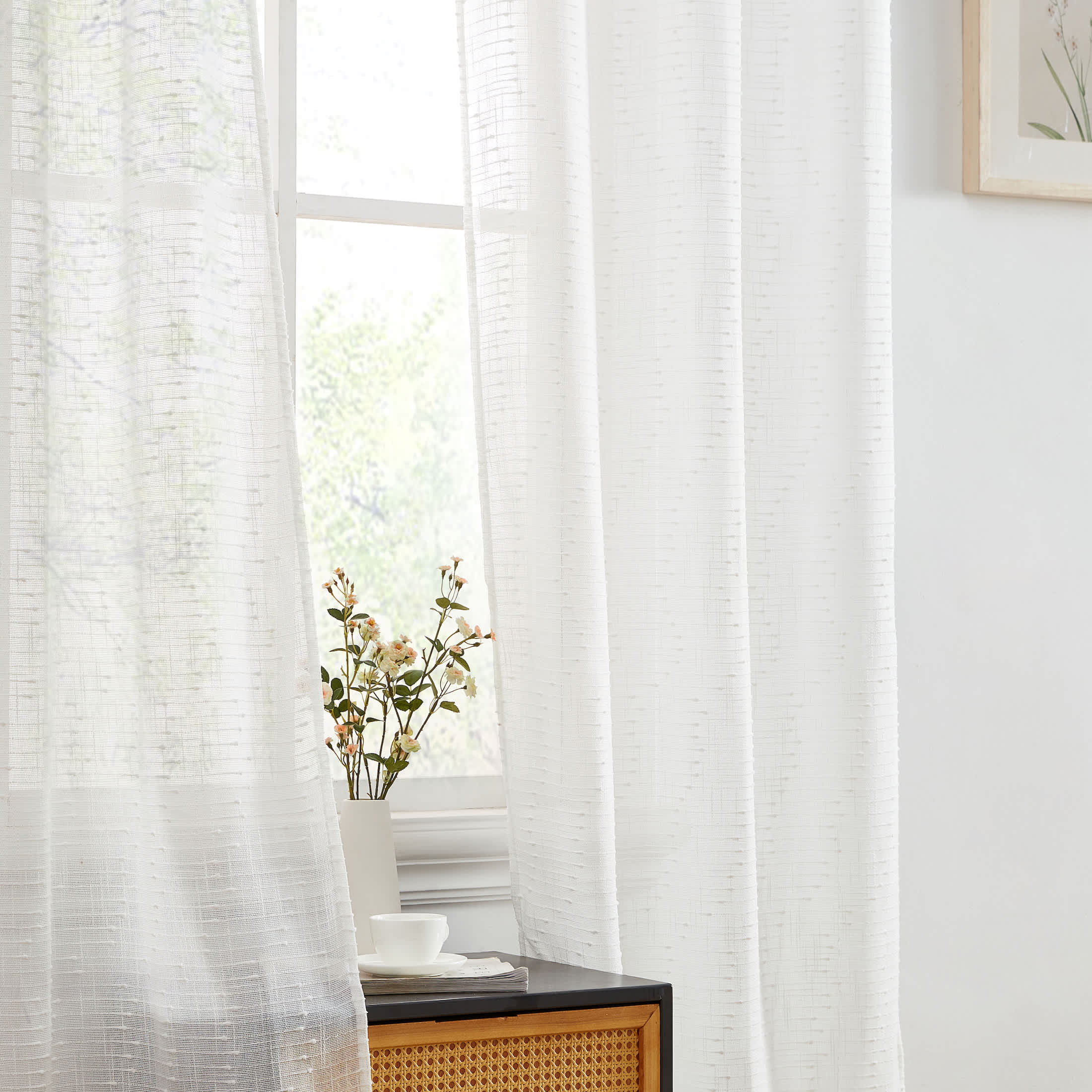 Thd Charlotte Faux Linen Semi-Sheer Light Filtering Back Tab Rod Pocket Lightweight Curtains (2 Panels) - Image 13