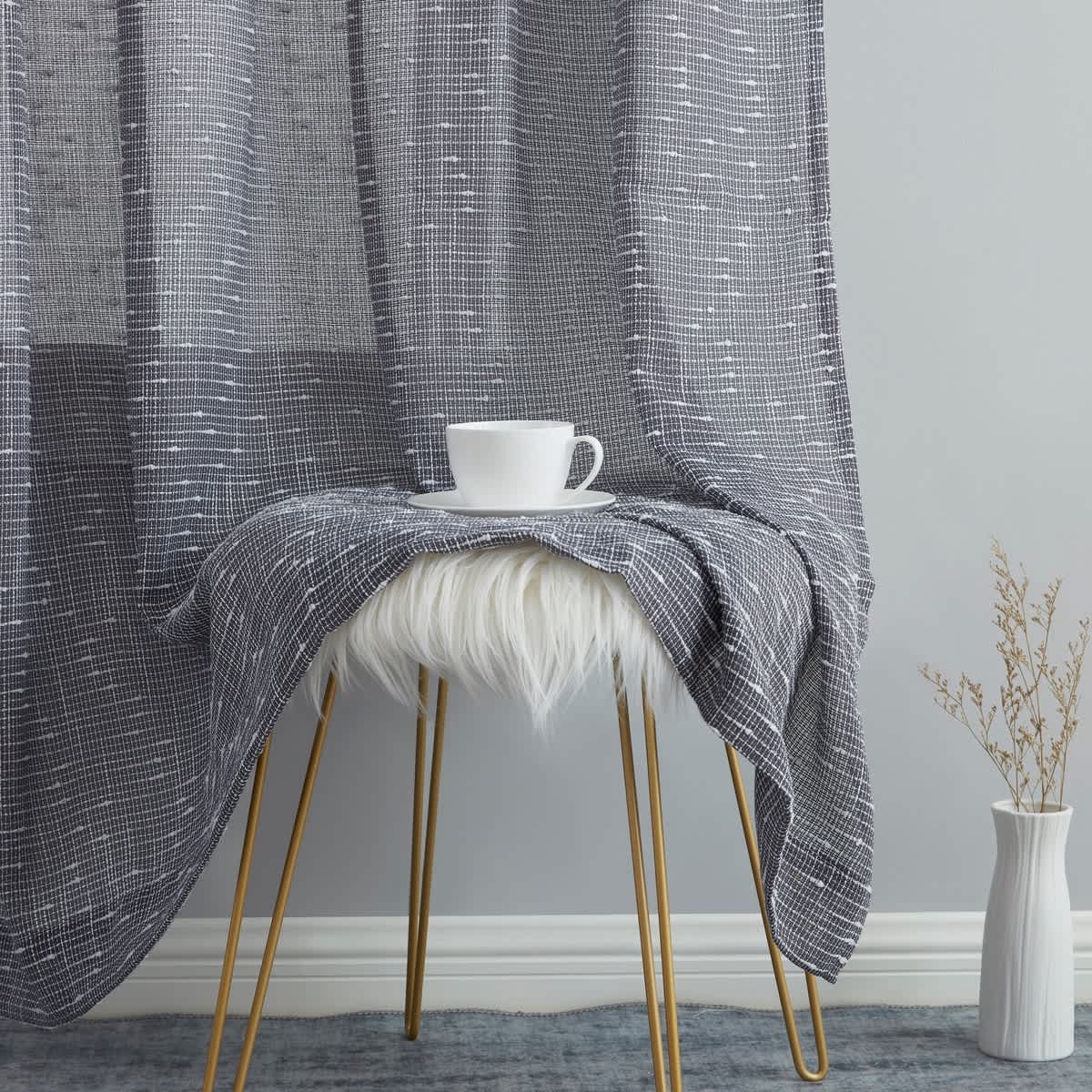 Thd Charlotte Faux Linen Semi-Sheer Light Filtering Back Tab Rod Pocket Lightweight Curtains (2 Panels) - Image 17