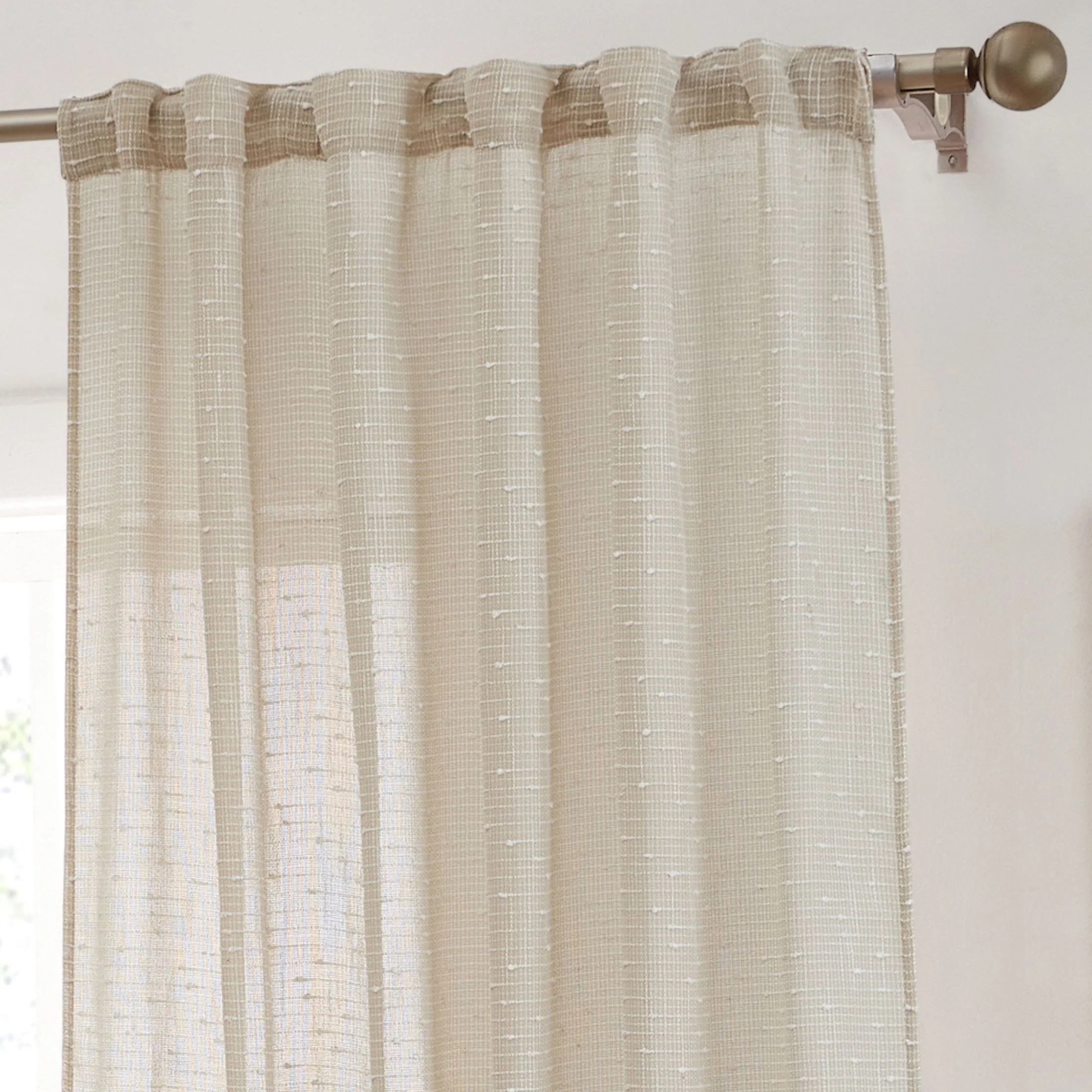 Thd Charlotte Faux Linen Semi-Sheer Light Filtering Back Tab Rod Pocket Lightweight Curtains (2 Panels) - Image 20