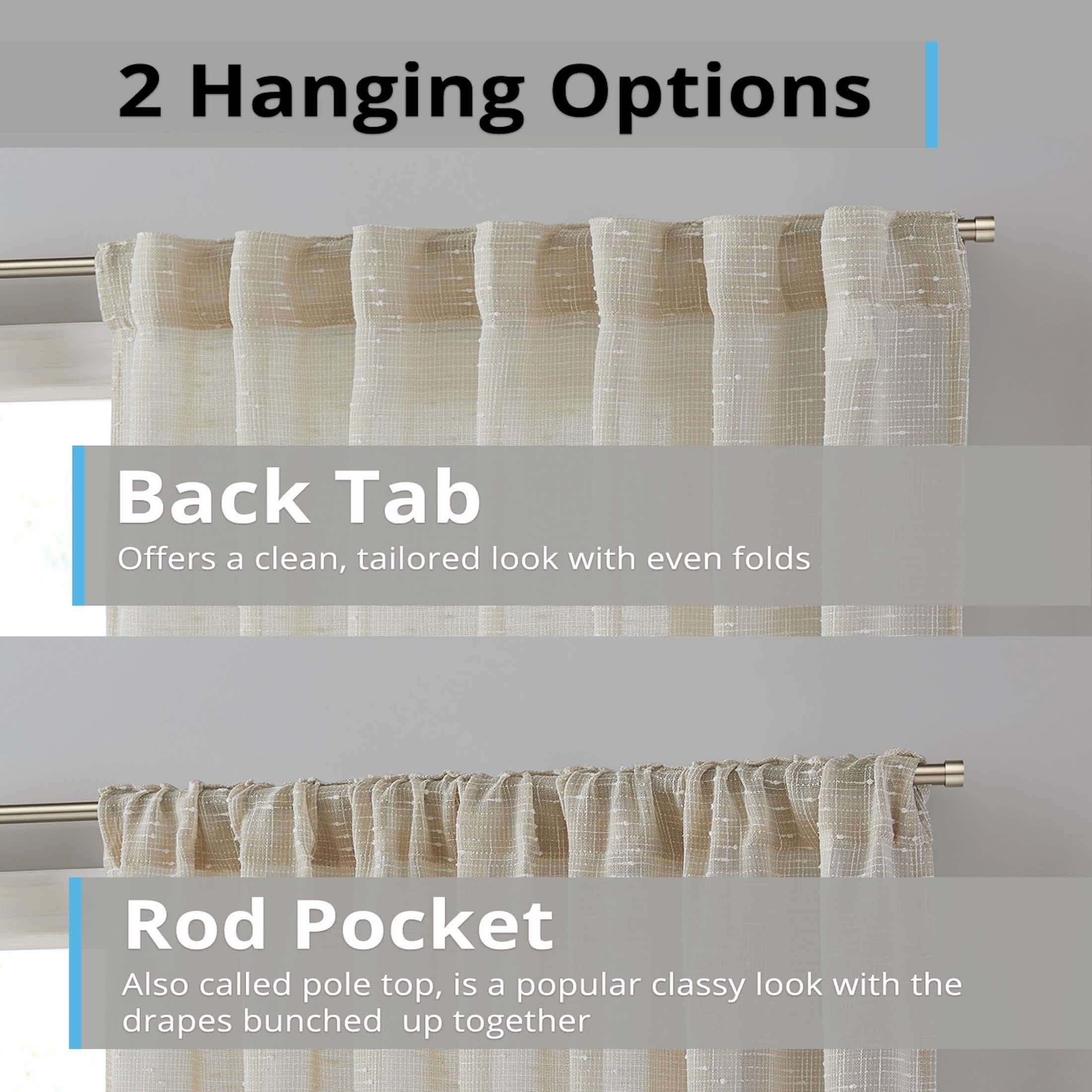 Thd Charlotte Faux Linen Semi-Sheer Light Filtering Back Tab Rod Pocket Lightweight Curtains (2 Panels) - Image 21