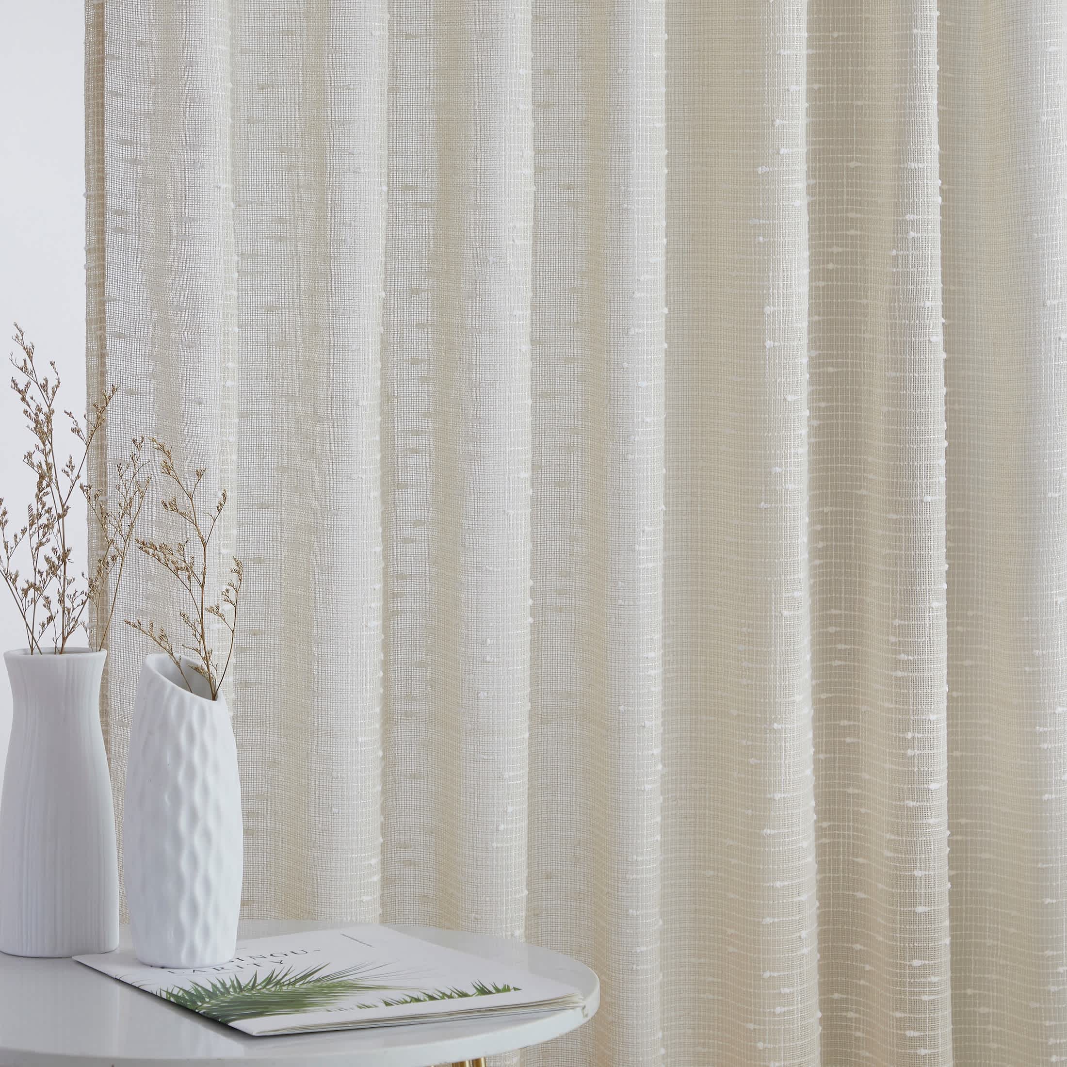 Thd Charlotte Faux Linen Semi-Sheer Light Filtering Back Tab Rod Pocket Lightweight Curtains (2 Panels) - Image 22