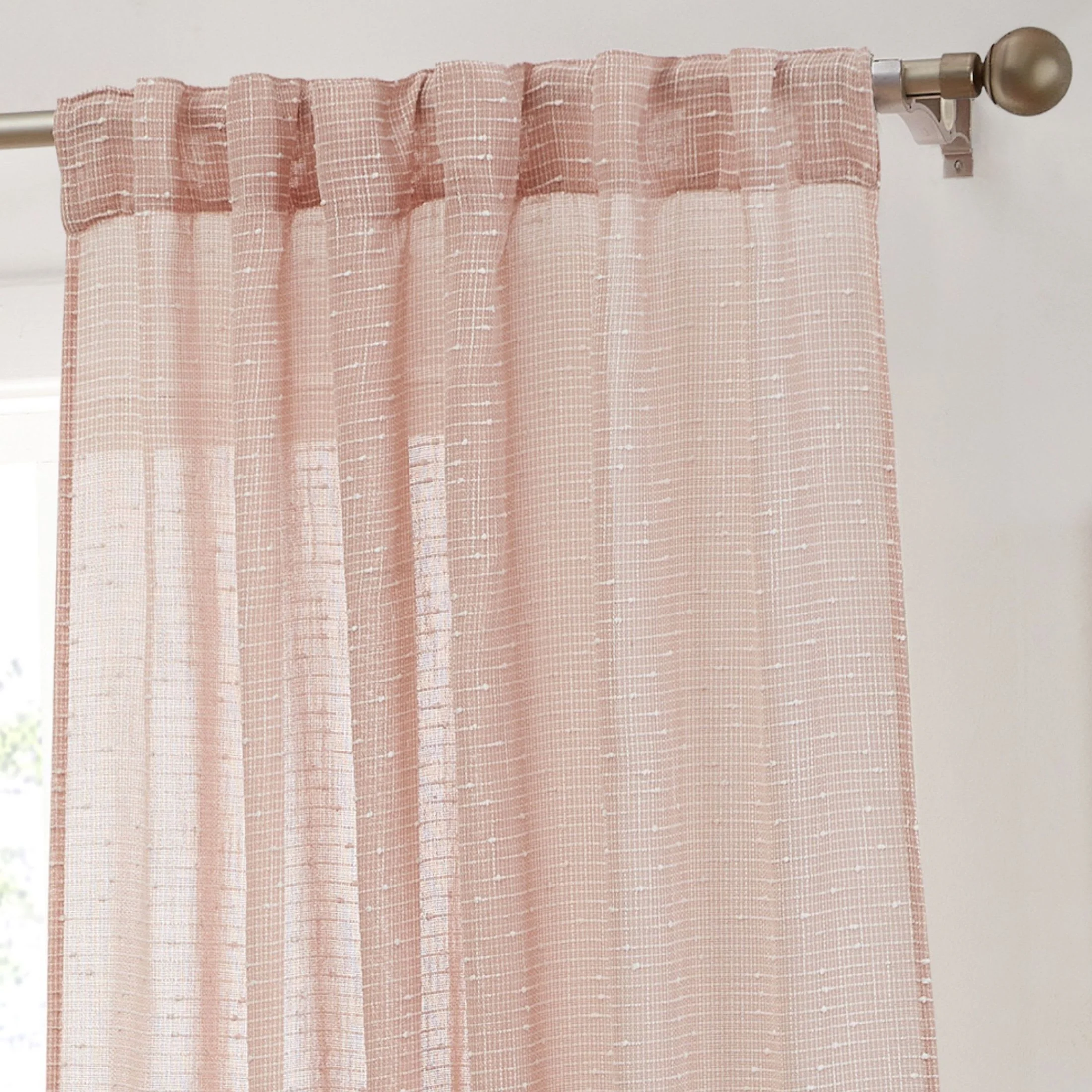 Thd Charlotte Faux Linen Semi-Sheer Light Filtering Back Tab Rod Pocket Lightweight Curtains (2 Panels) - Image 27