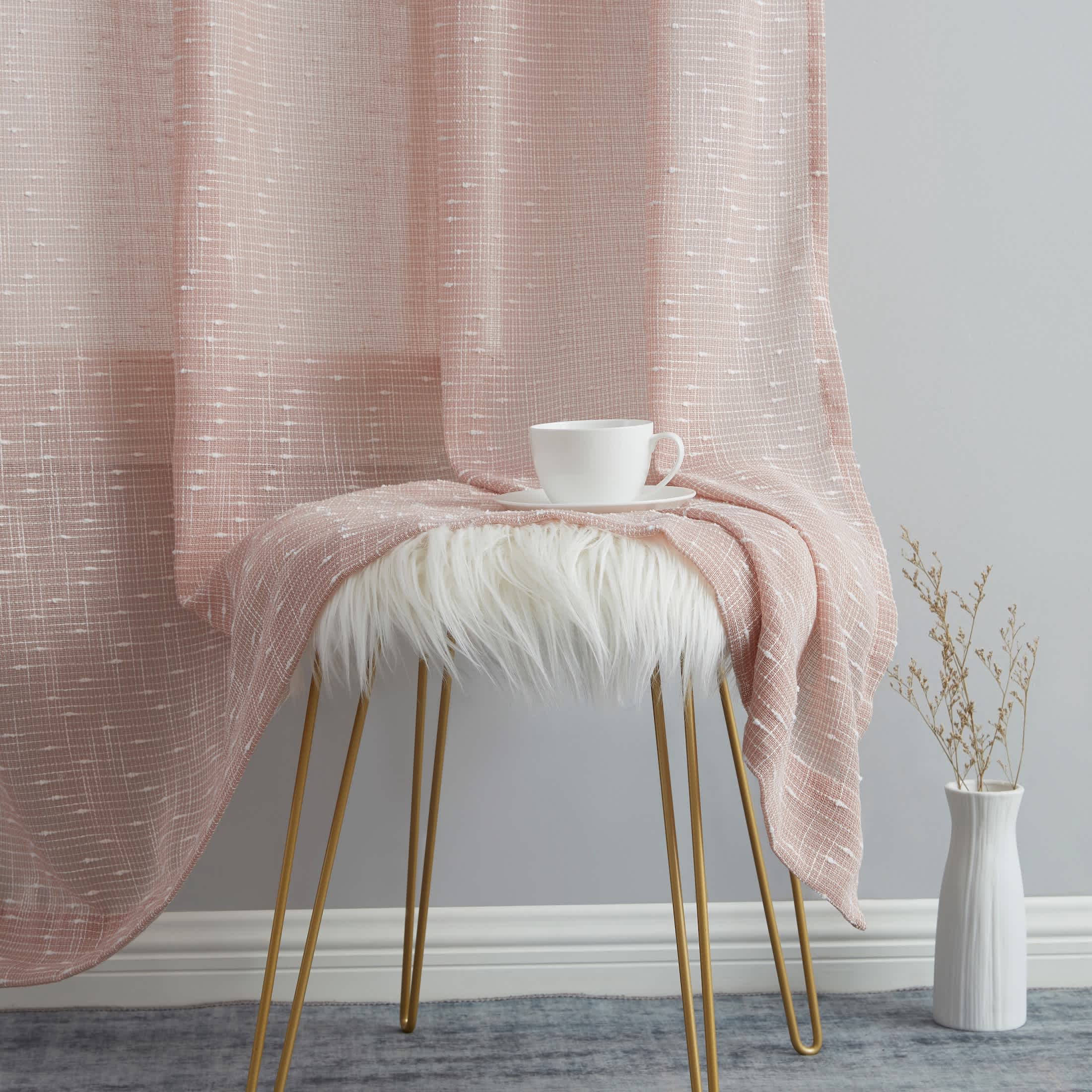 Thd Charlotte Faux Linen Semi-Sheer Light Filtering Back Tab Rod Pocket Lightweight Curtains (2 Panels) - Image 30