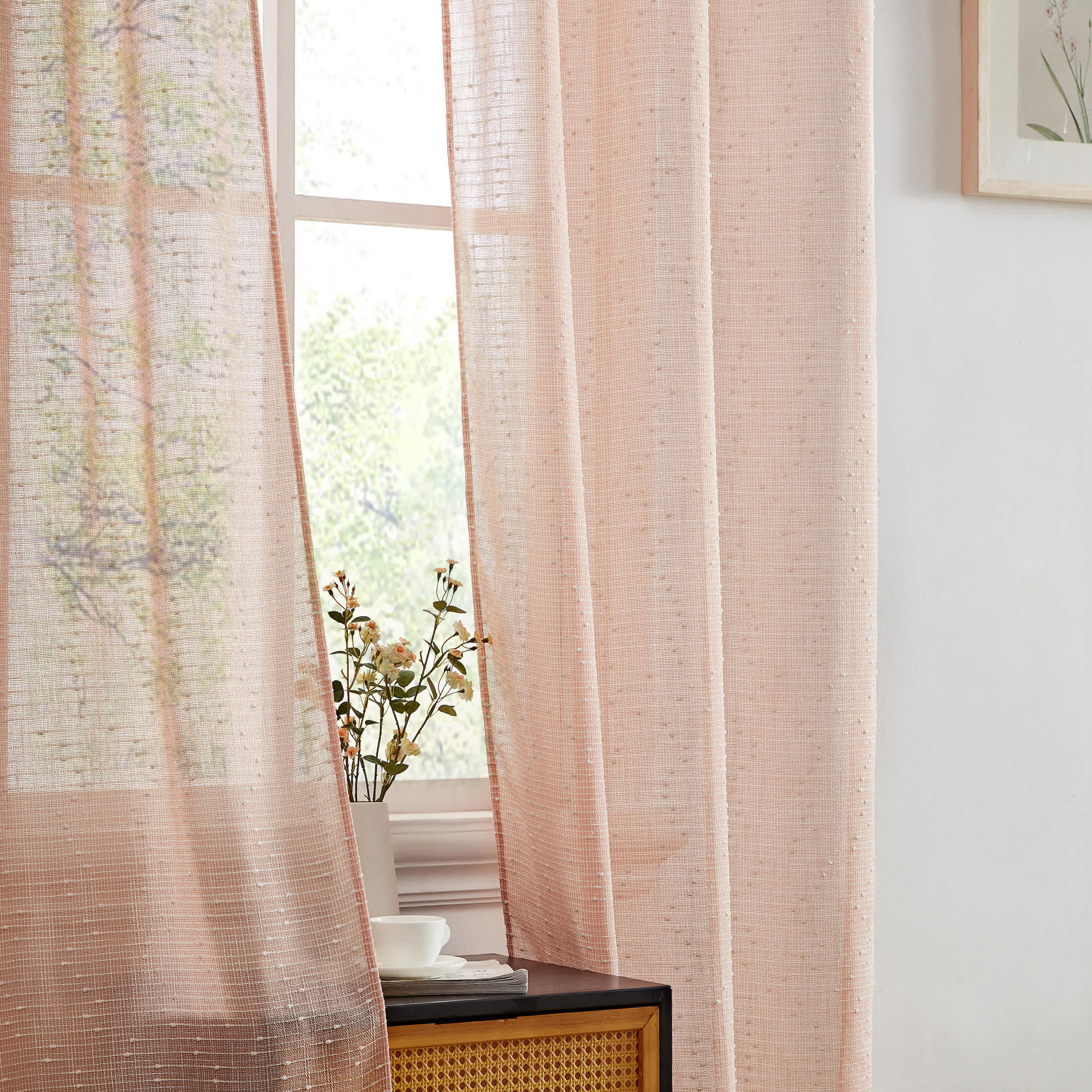 Thd Charlotte Faux Linen Semi-Sheer Light Filtering Back Tab Rod Pocket Lightweight Curtains (2 Panels) - Image 33