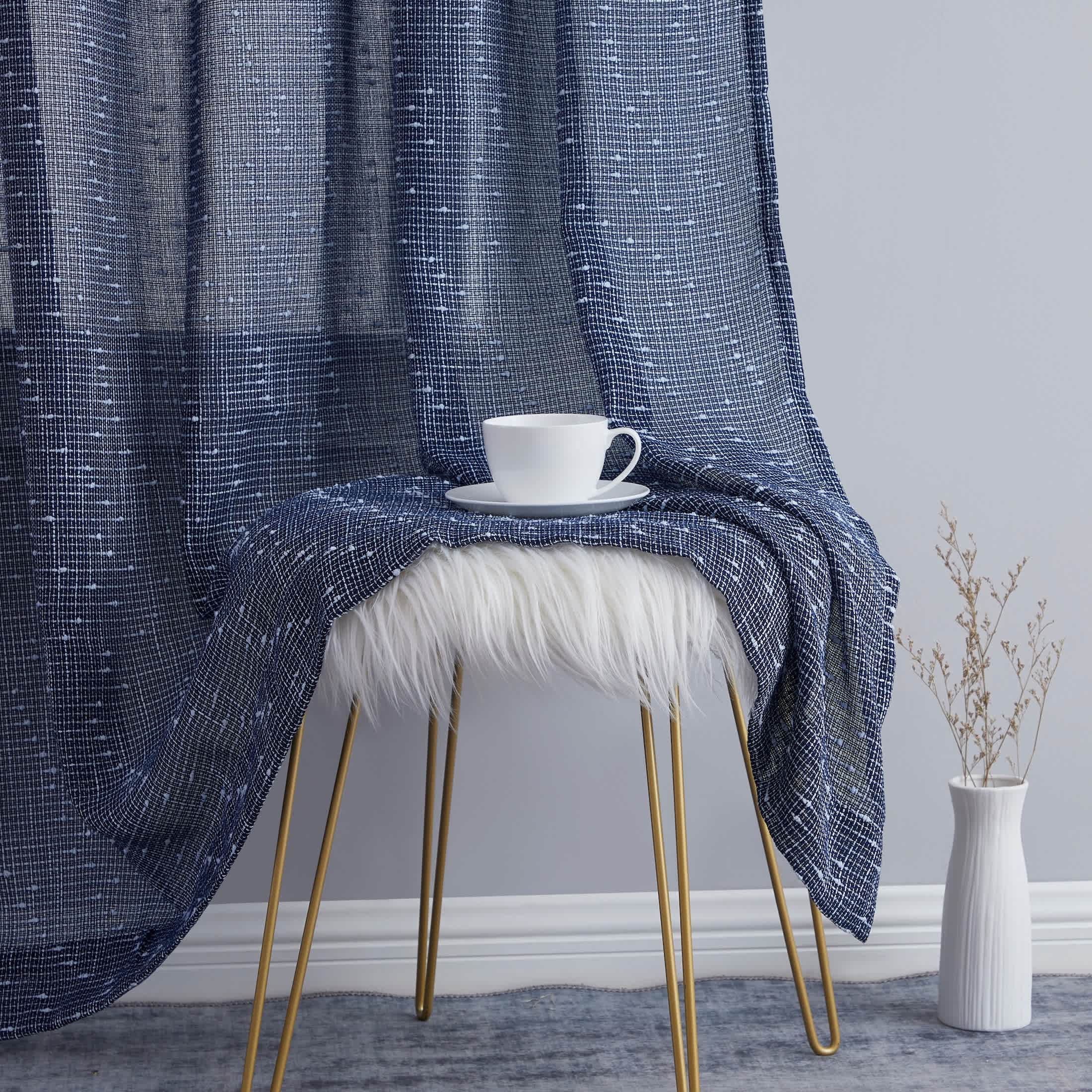 Thd Charlotte Faux Linen Semi-Sheer Light Filtering Back Tab Rod Pocket Lightweight Curtains (2 Panels) - Image 37