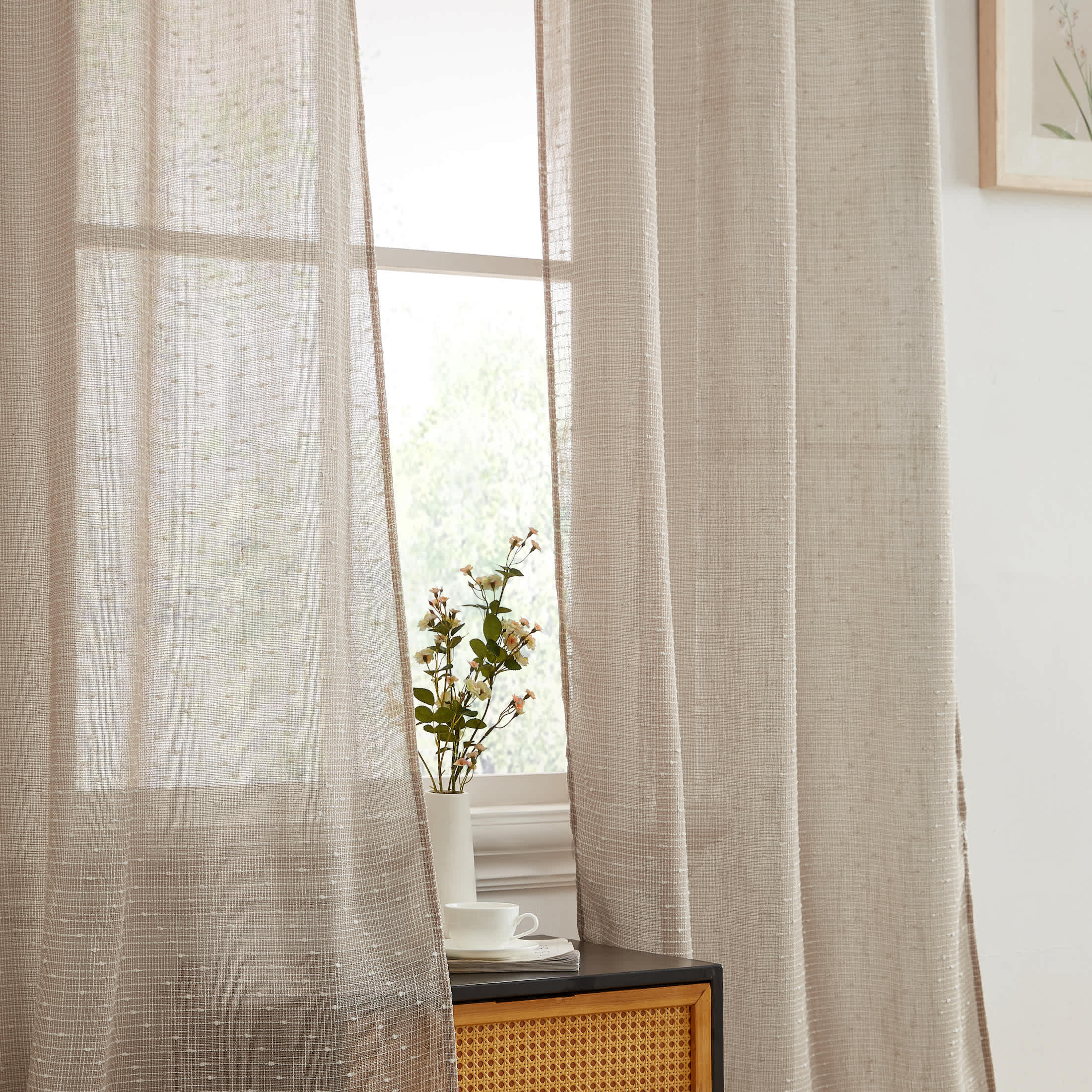 Thd Charlotte Faux Linen Semi-Sheer Light Filtering Back Tab Rod Pocket Lightweight Curtains (2 Panels) - Image 6