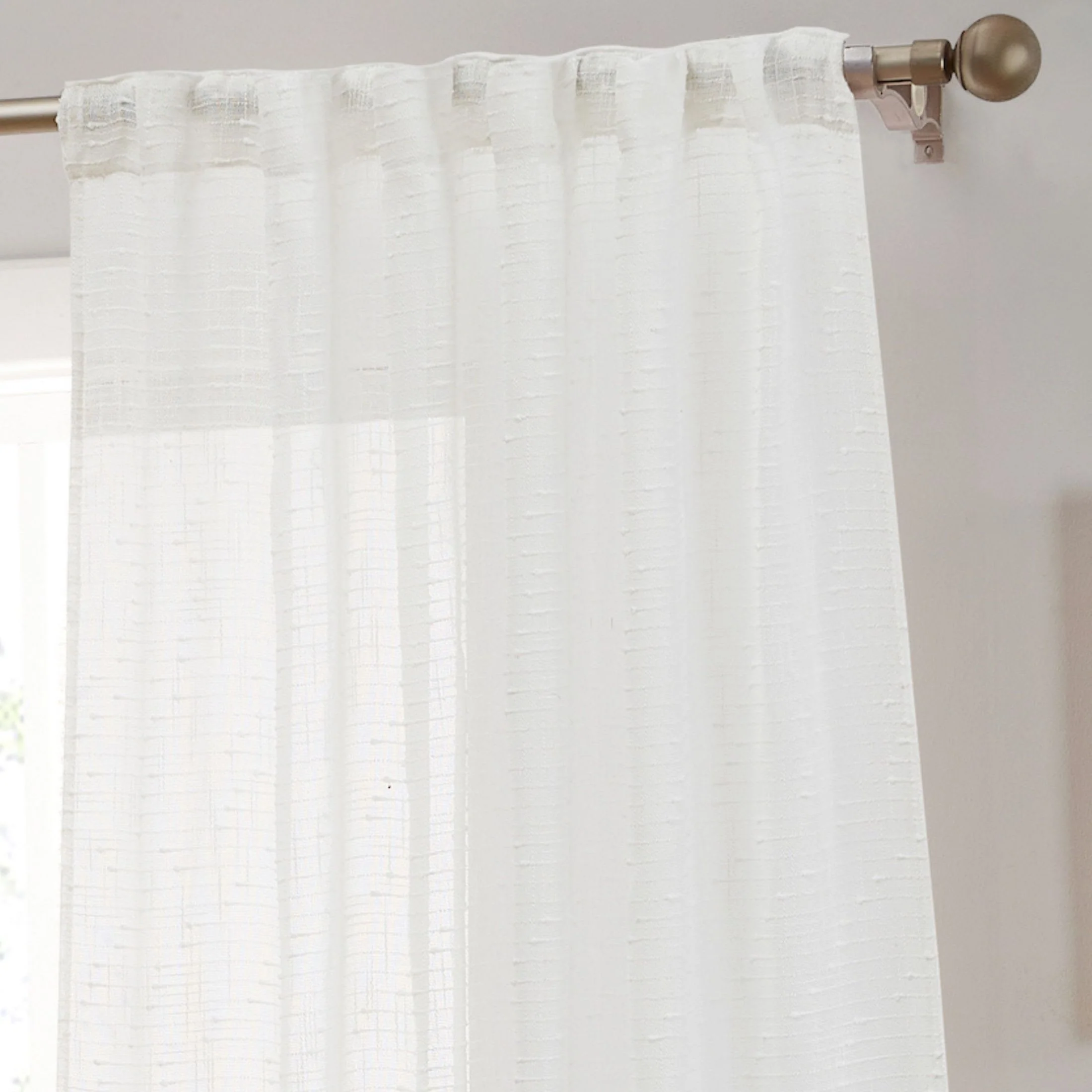 Thd Charlotte Faux Linen Semi-Sheer Light Filtering Back Tab Rod Pocket Lightweight Curtains (2 Panels) - Image 7