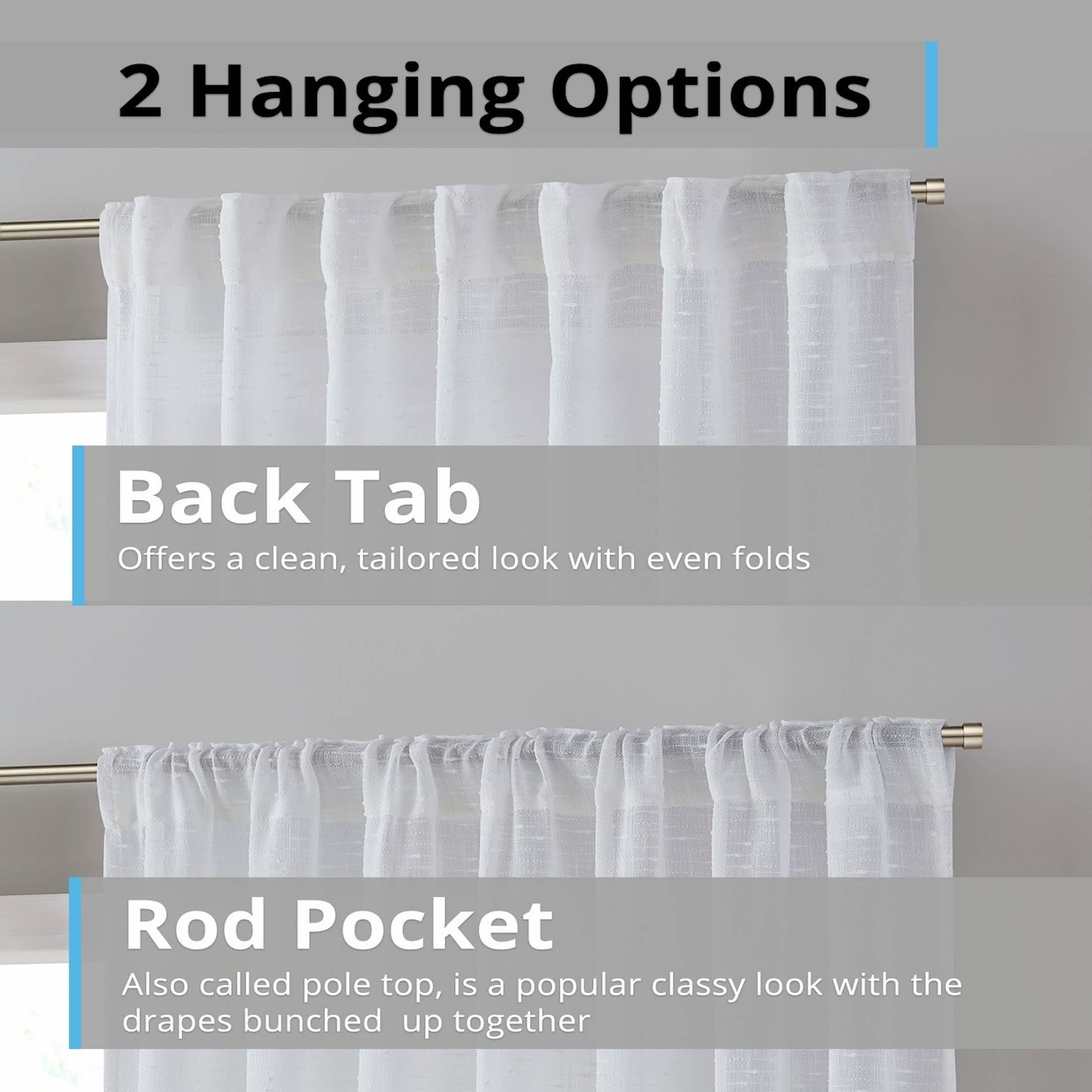 Thd Charlotte Faux Linen Semi-Sheer Light Filtering Back Tab Rod Pocket Lightweight Curtains (2 Panels) - Image 8