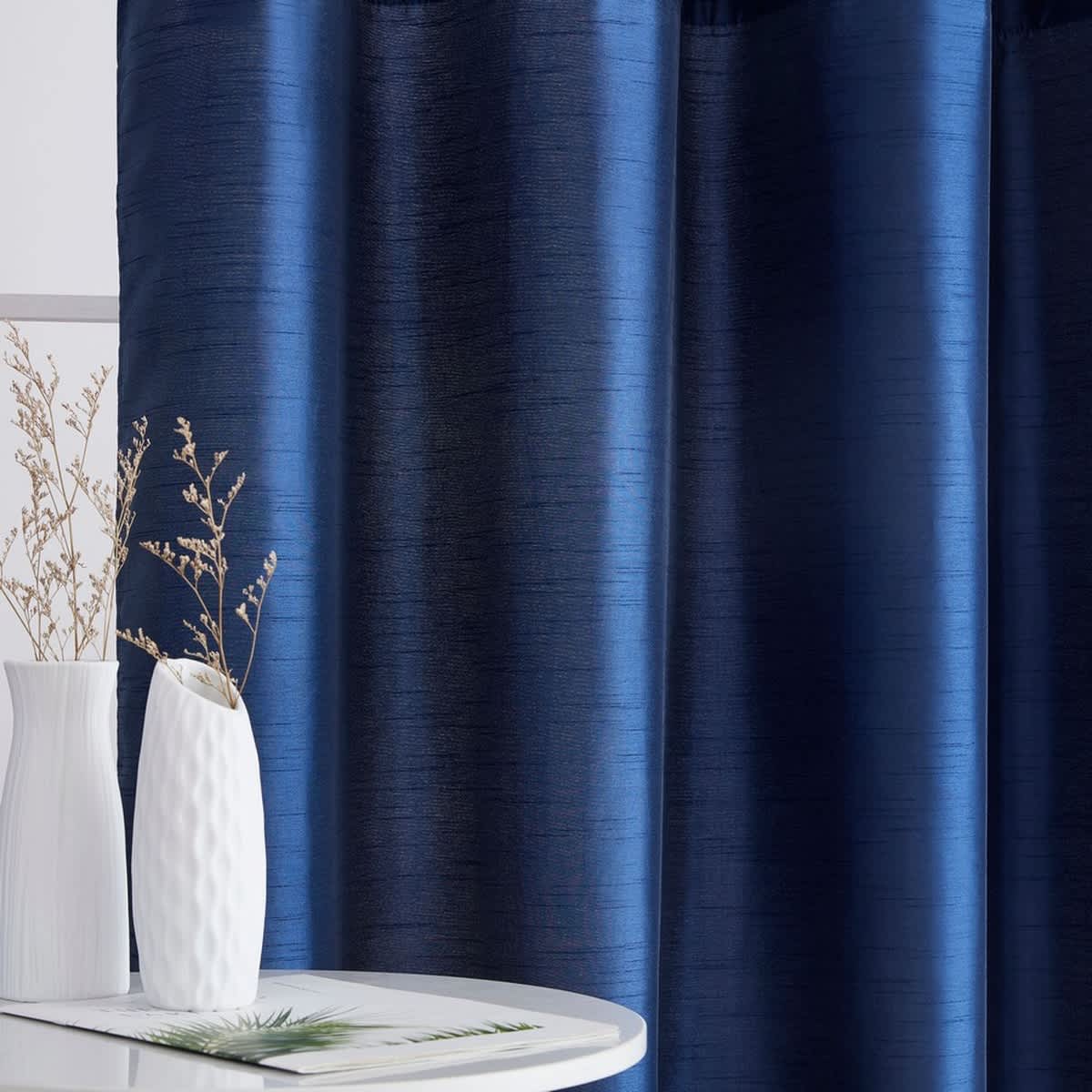 Thd Duncan Faux Silk Semi Sheer Light Filtering Microfiber Lined Grommet Window Curtains, Set of 2 - Image 11