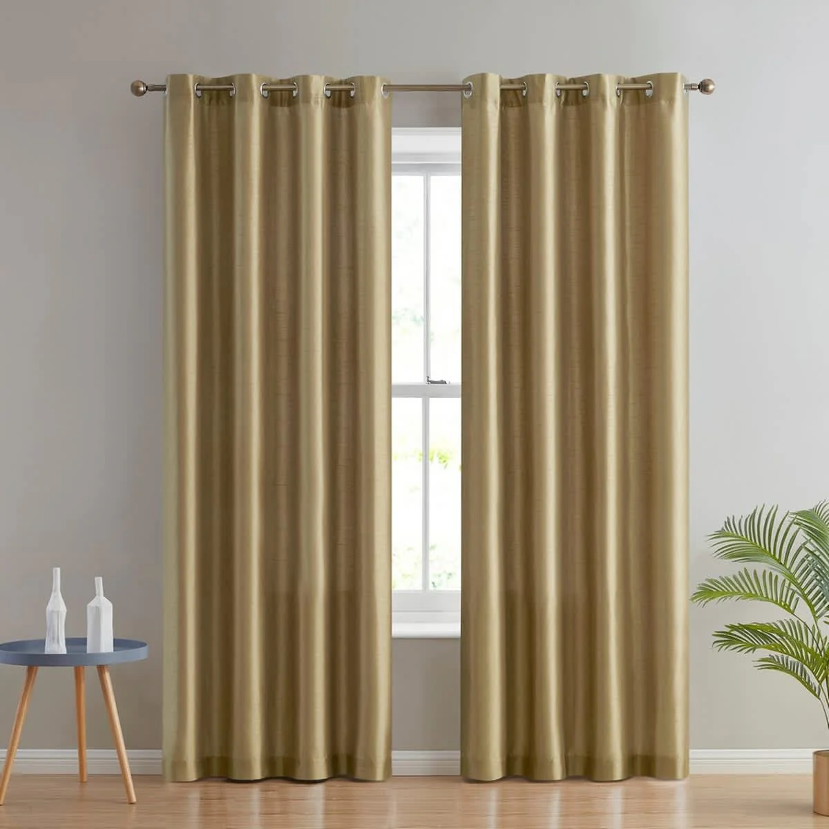Thd Duncan Faux Silk Semi Sheer Light Filtering Microfiber Lined Grommet Window Curtains, Set of 2 - Image 72