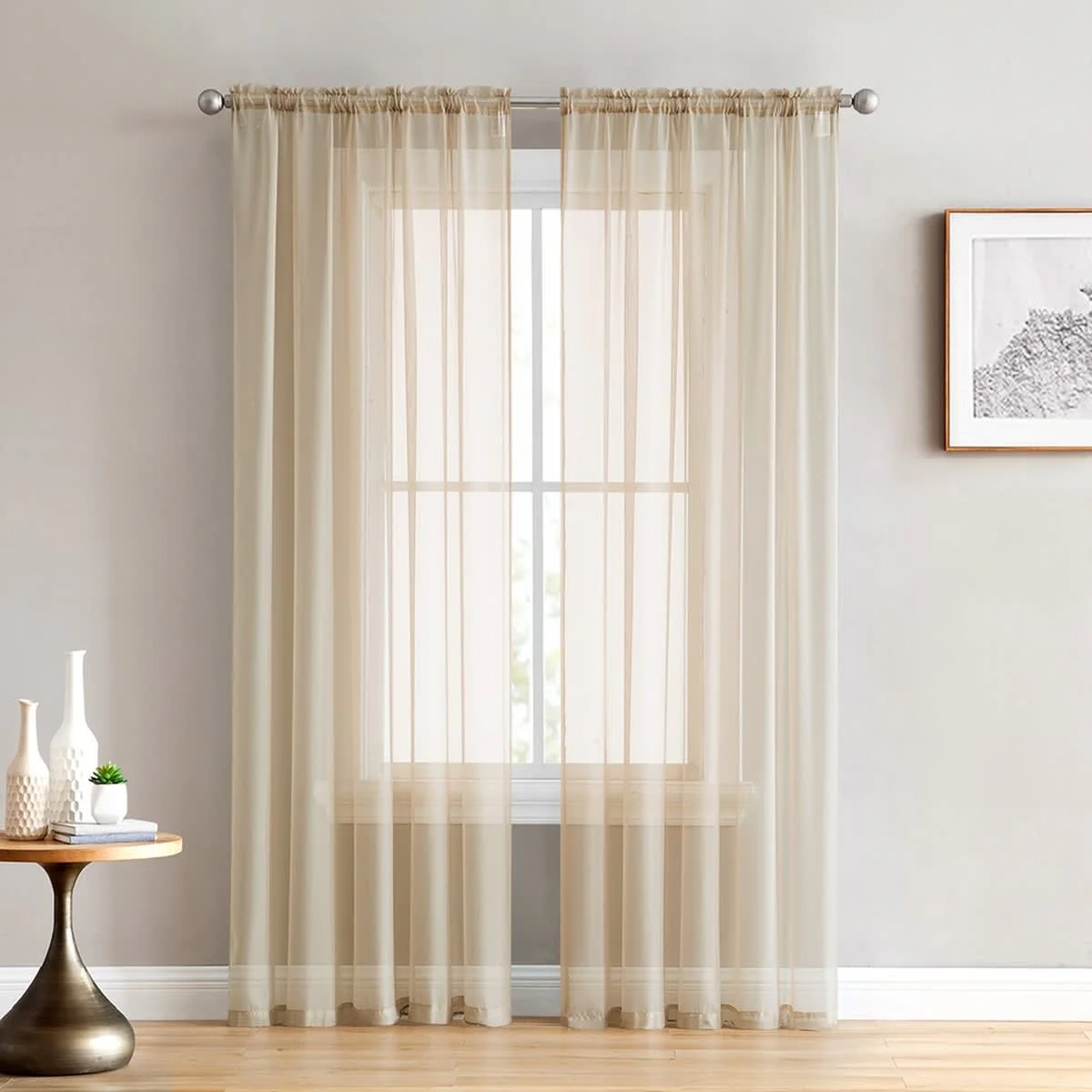 Thd Essentials Sheer Voile Window Treatment Rod Pocket Curtain Panels - Set of 2 - Image 13