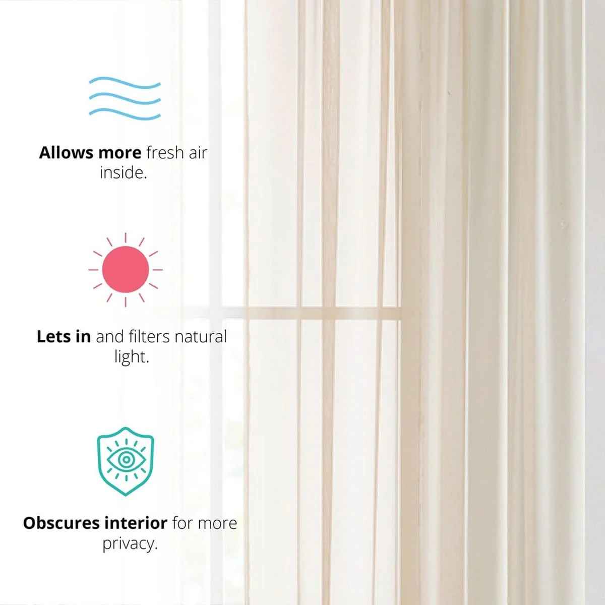 Thd Essentials Sheer Voile Window Treatment Rod Pocket Curtain Panels - Set of 2 - Image 15