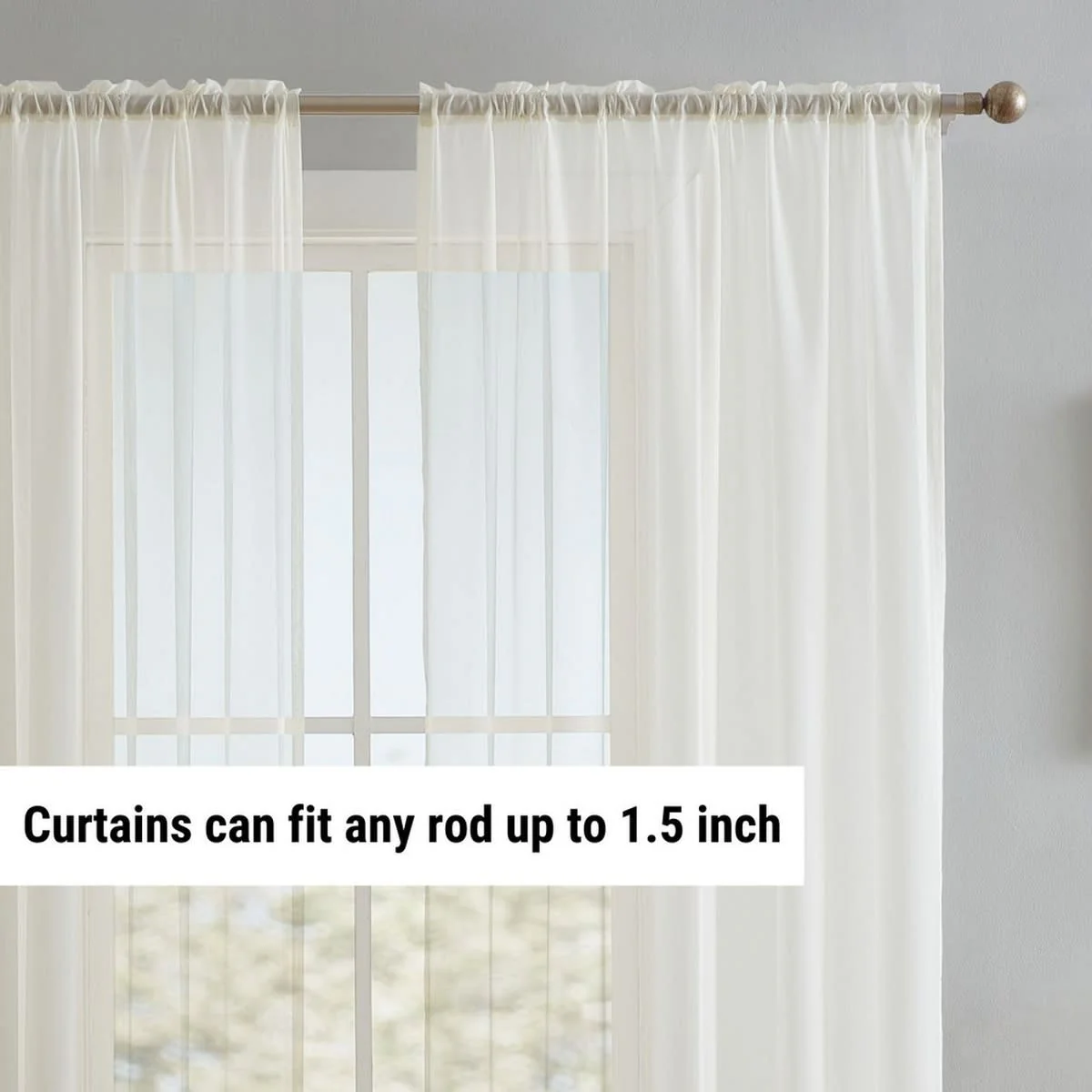 Thd Essentials Sheer Voile Window Treatment Rod Pocket Curtain Panels - Set of 2 - Image 3