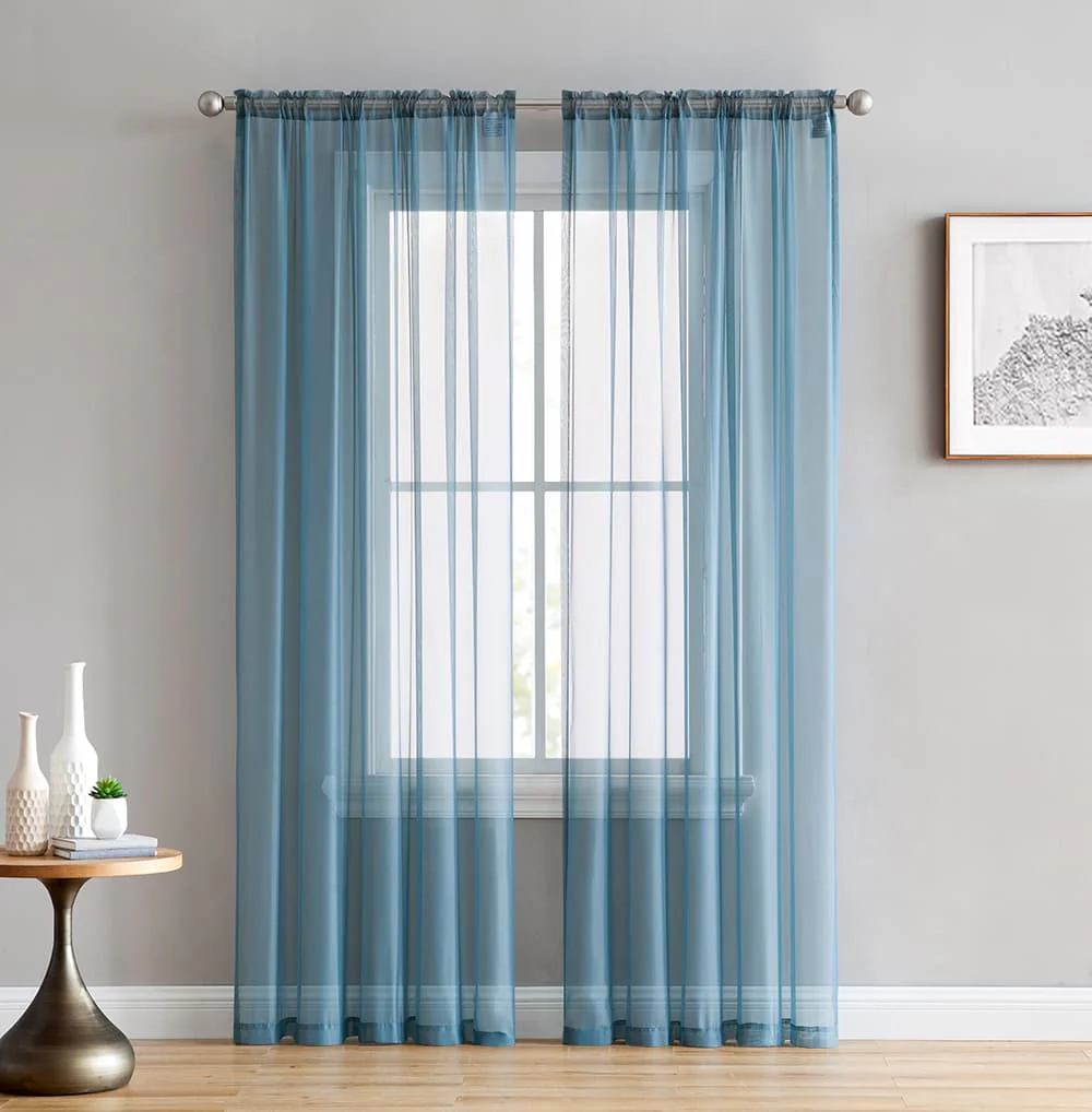 Thd Essentials Sheer Voile Window Treatment Rod Pocket Curtain Panels - Set of 2 - Image 41