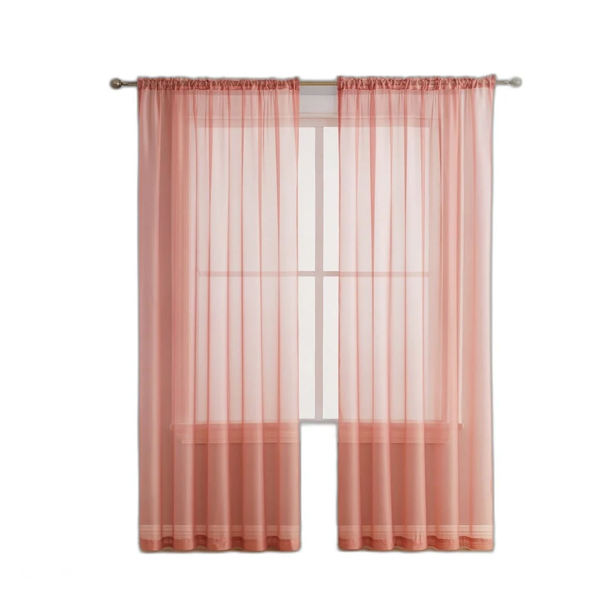 Thd Essentials Sheer Voile Window Treatment Rod Pocket Curtain Panels - Set of 2 - Image 54