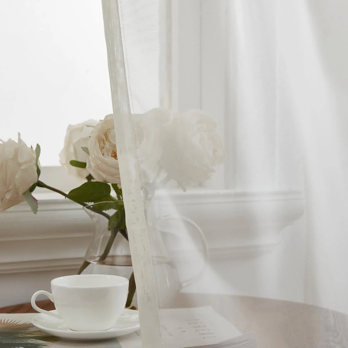 Thd Essentials Sheer Voile Window Treatment Rod Pocket Curtain Panels - Set of 2 - Image 6