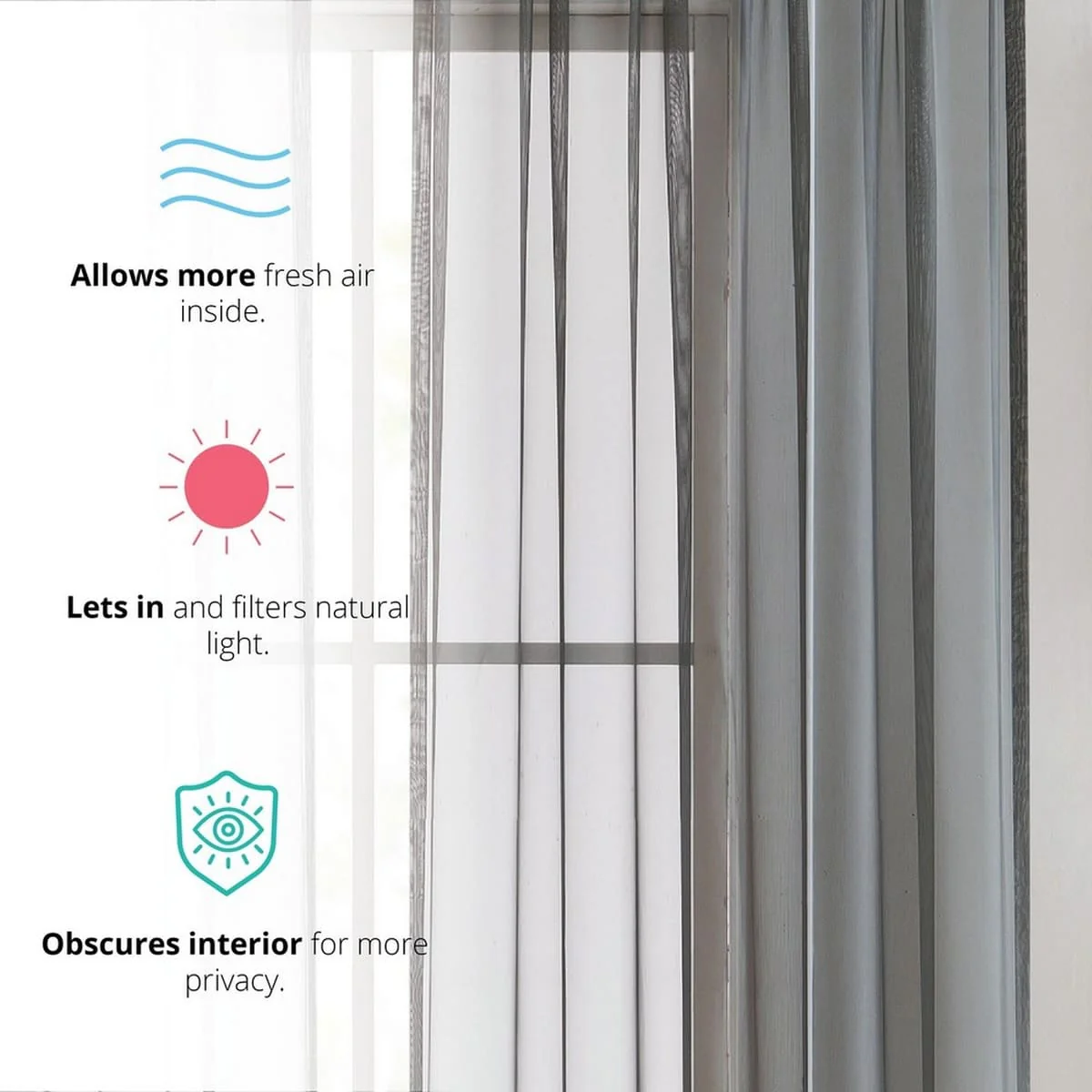 Thd Essentials Sheer Voile Window Treatment Rod Pocket Curtain Panels - Set of 2 - Image 60