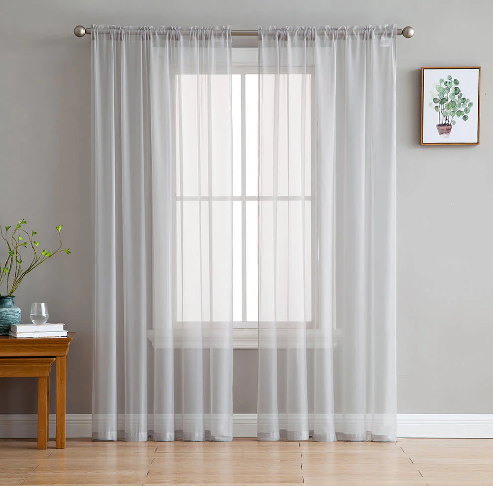 Thd Essentials Sheer Voile Window Treatment Rod Pocket Curtain Panels - Set of 2 - Image 64