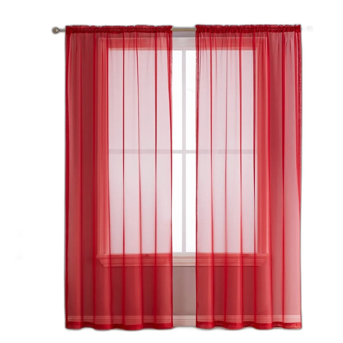 Thd Essentials Sheer Voile Window Treatment Rod Pocket Curtain Panels - Set of 2 - Image 7