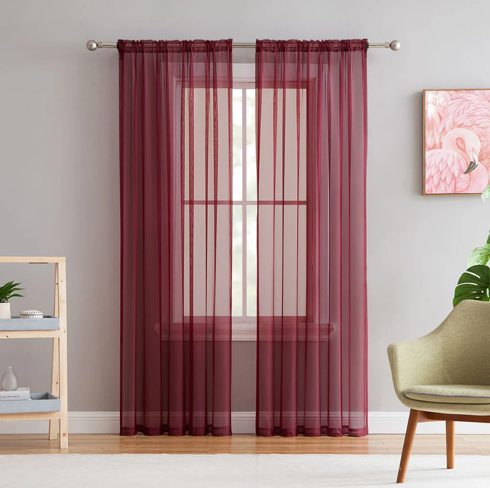 Thd Essentials Sheer Voile Window Treatment Rod Pocket Curtain Panels - Set of 2 - Image 73