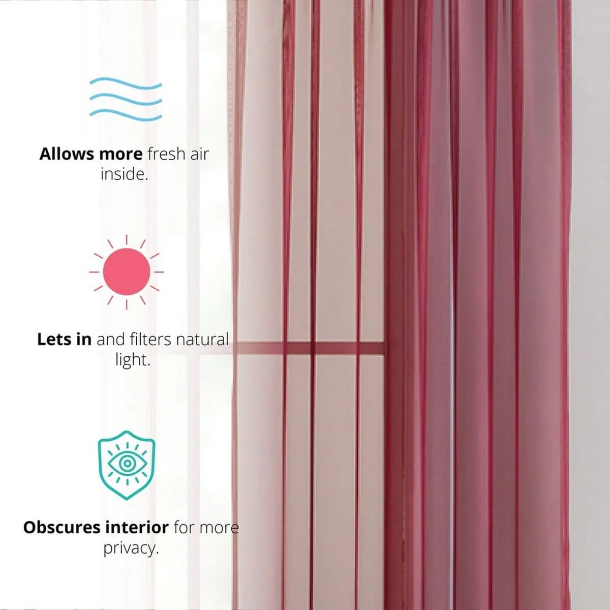Thd Essentials Sheer Voile Window Treatment Rod Pocket Curtain Panels - Set of 2 - Image 75