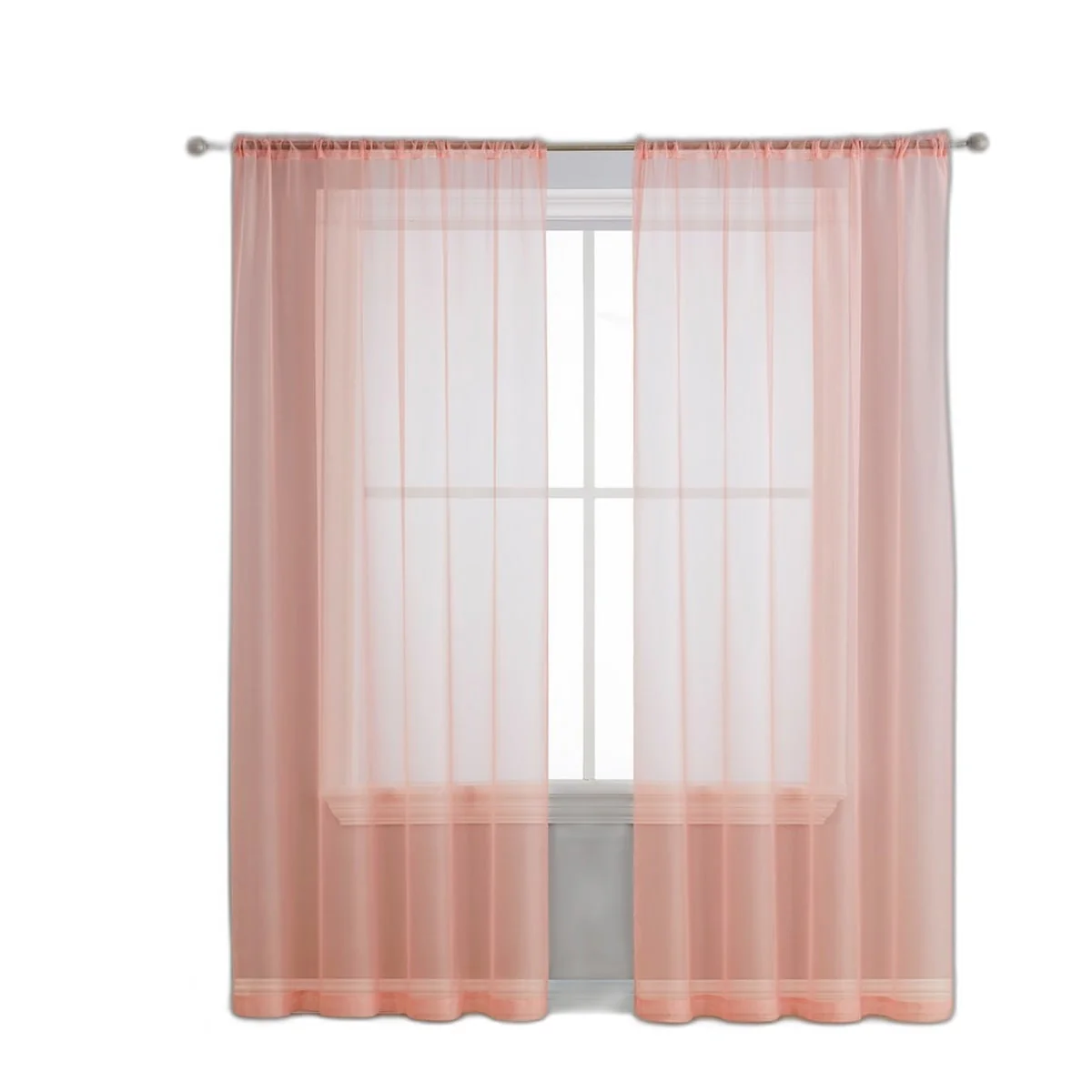 Thd Essentials Sheer Voile Window Treatment Rod Pocket Curtain Panels - Set of 2 - Image 86