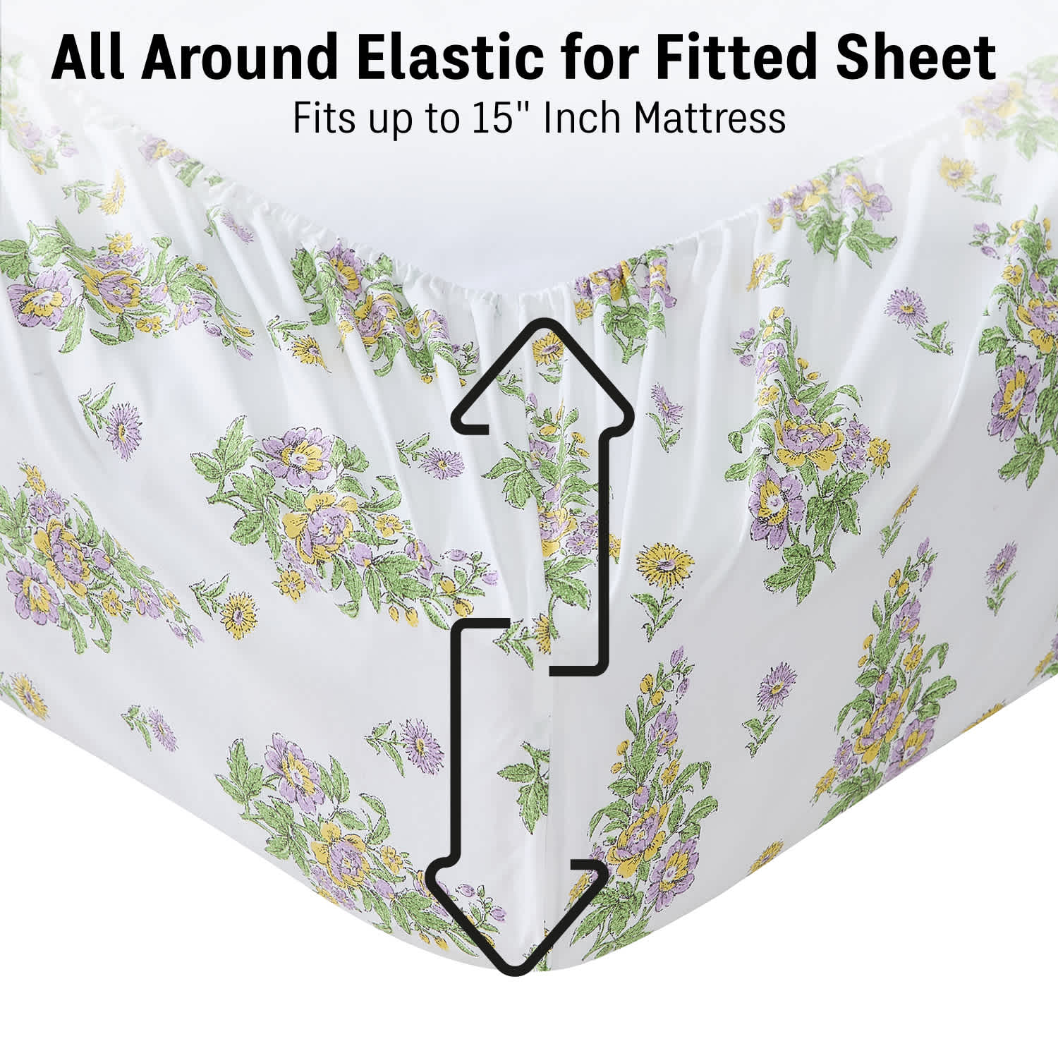 Thd Floral Patterned Printed Ultra-Soft Bed Sheet Set, Wrinkle Resistant (Up to 15" Deep Pocket) - Image 8