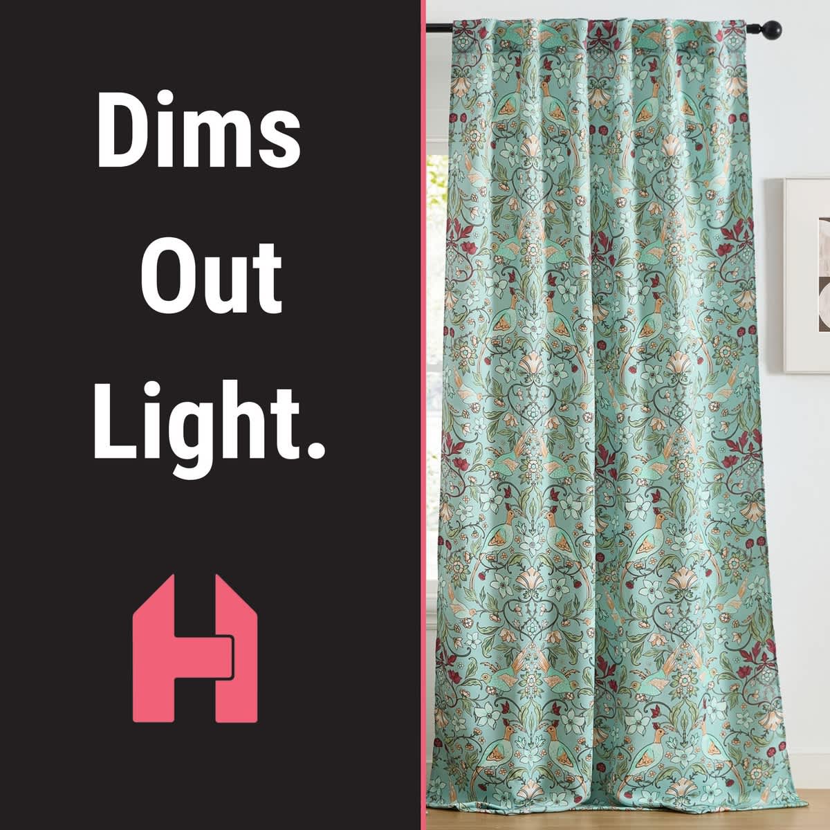 Thd Florencia Floral & Birds Patterned Room Darkening Back Tab Rod Pocket Curtains (Set of 2) - Image 12